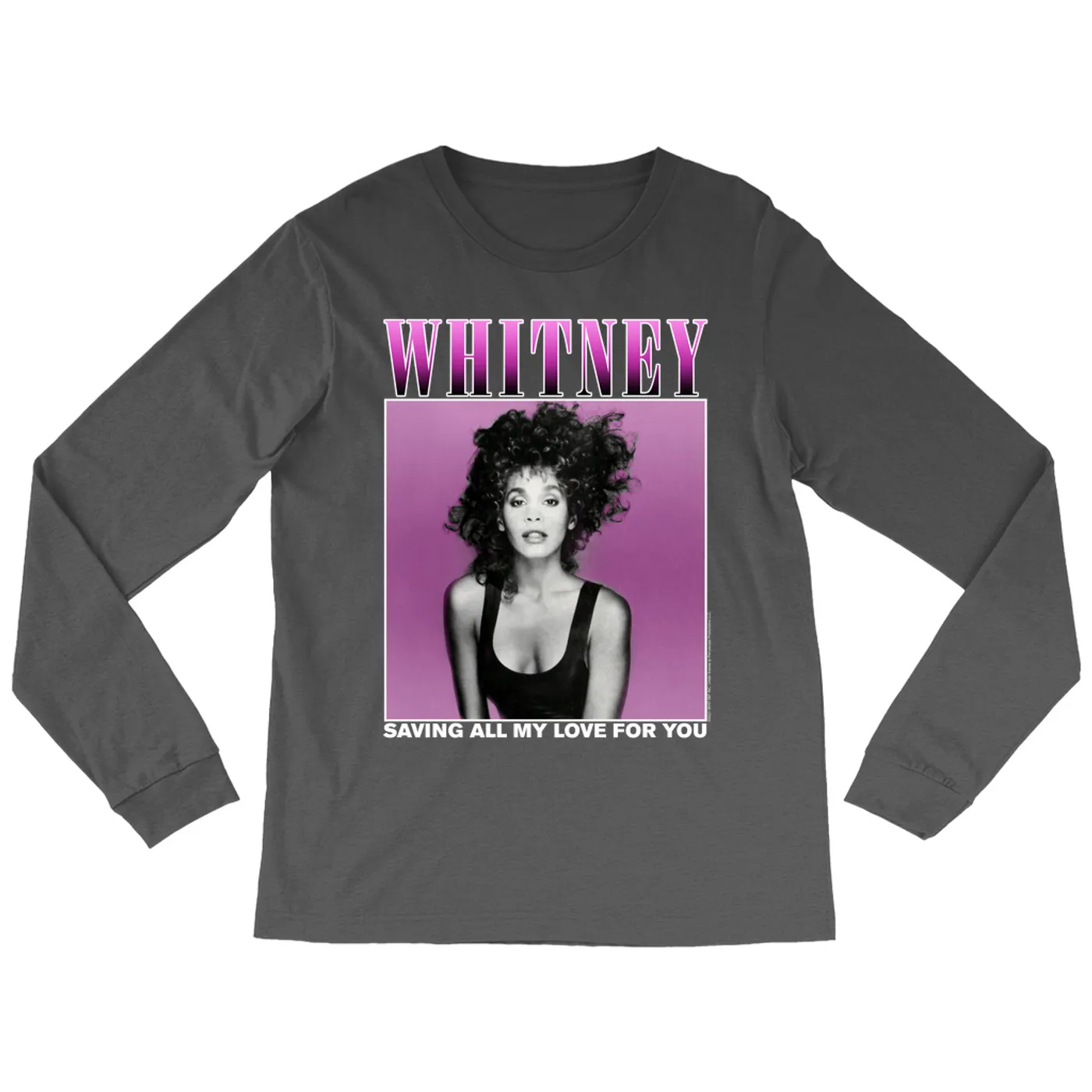 Whitney Houston Long Sleeve Shirt | Saving All My Love For You Ombre Purple Design Whitney Houston Shirt