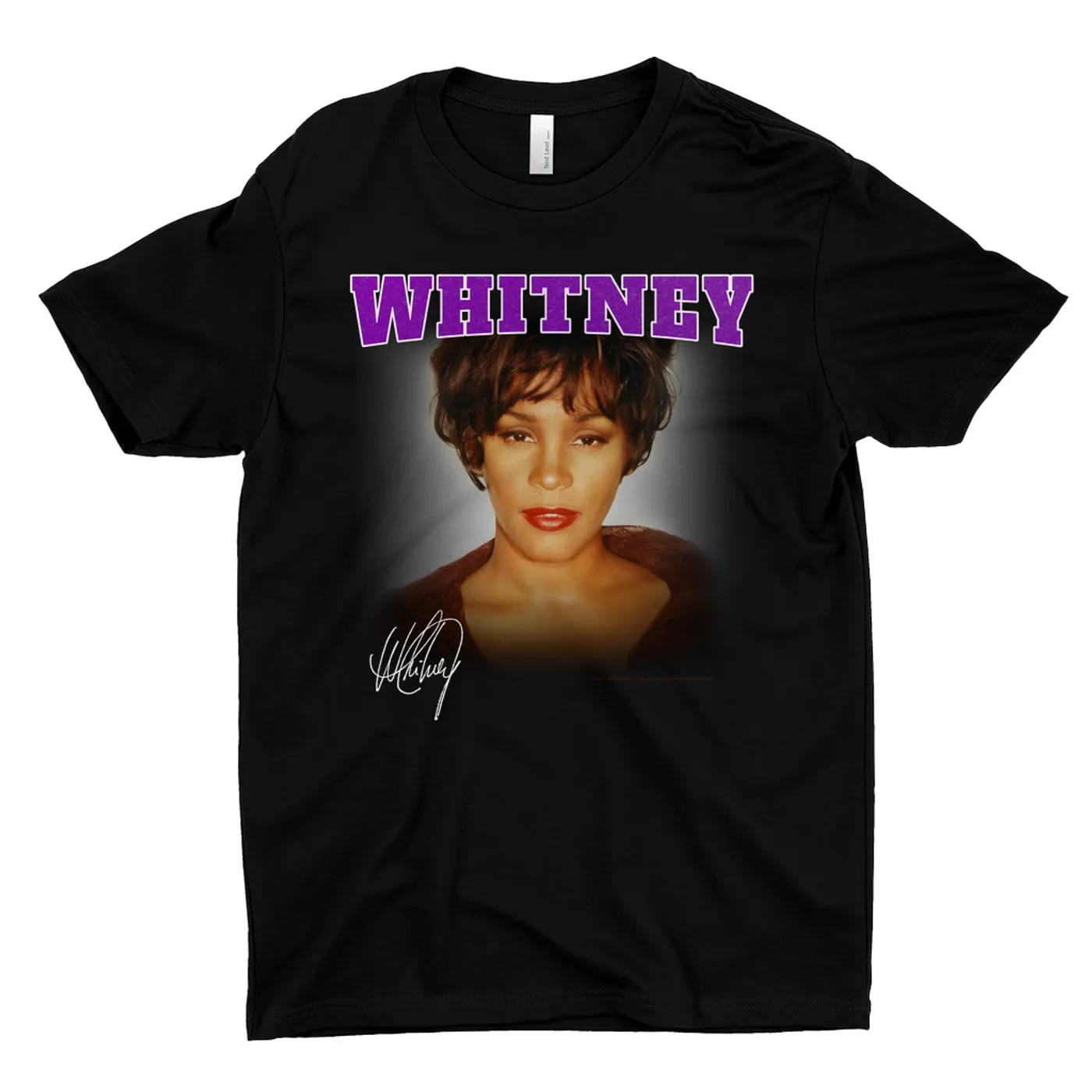 Whitney Houston T-Shirt | Whitney Close Up And Varsity Purple Logo Whitney Houston Shirt
