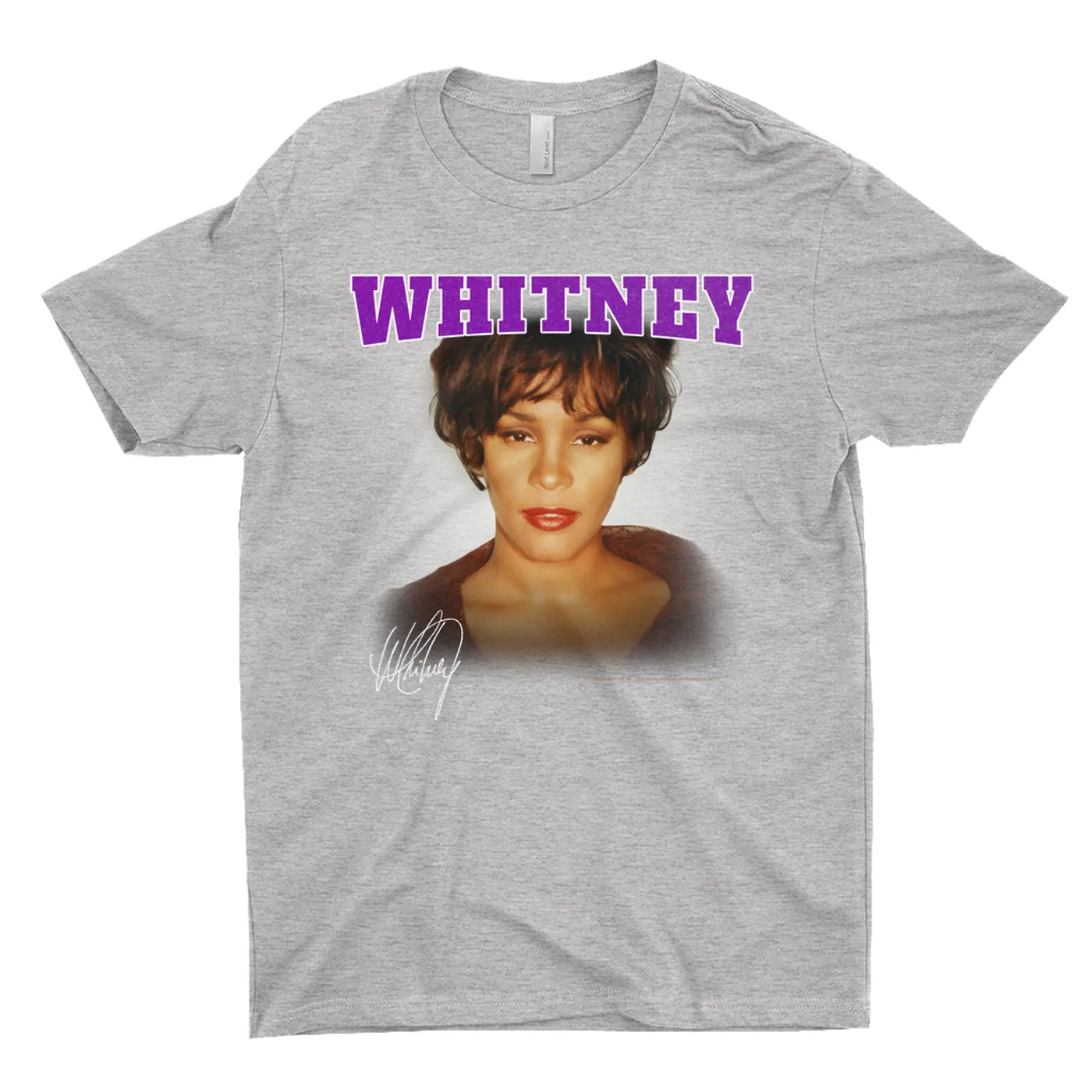 Whitney Houston T-Shirt | Whitney Close Up And Varsity Purple Logo Whitney Houston Shirt