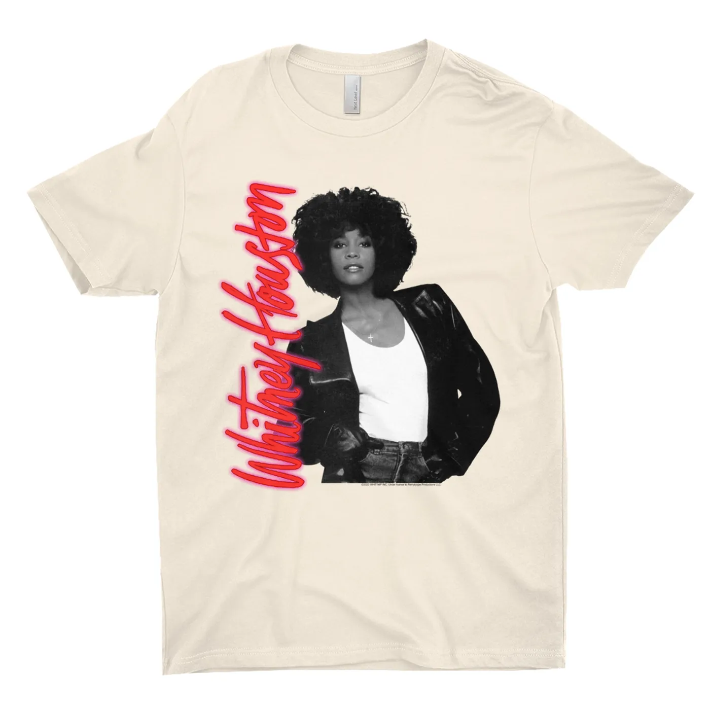 Whitney Houston T-Shirt | Whitney Houston Album Photo and Red Neon Logo Whitney Houston Shirt
