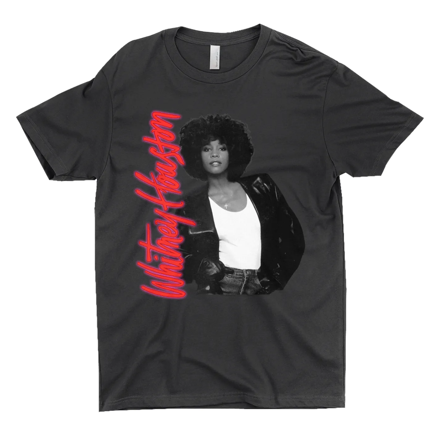 Whitney Houston T-Shirt | Whitney Houston Album Photo and Red Neon Logo Whitney Houston Shirt