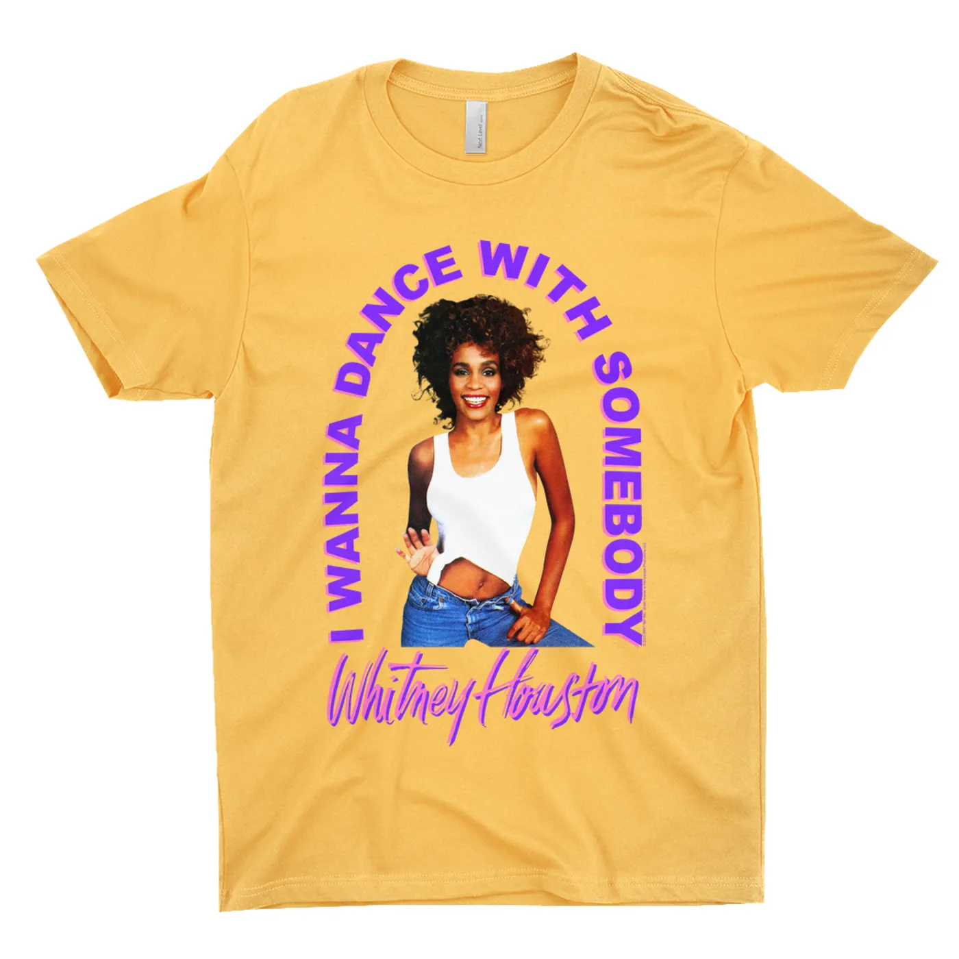Whitney Houston T-Shirt | I Wanna Dance With Somebody Neon Purple Image Whitney Houston Shirt