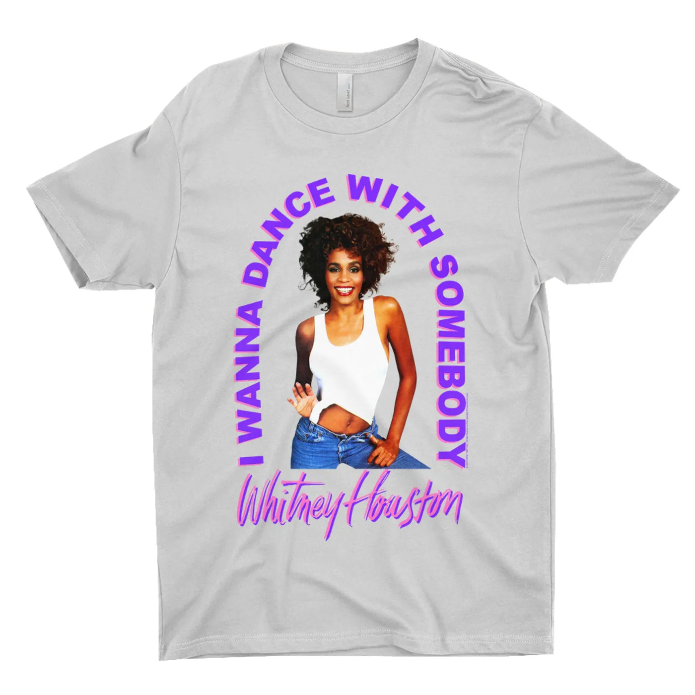 Whitney Houston T-Shirt | I Wanna Dance With Somebody Neon Purple Image Whitney Houston Shirt