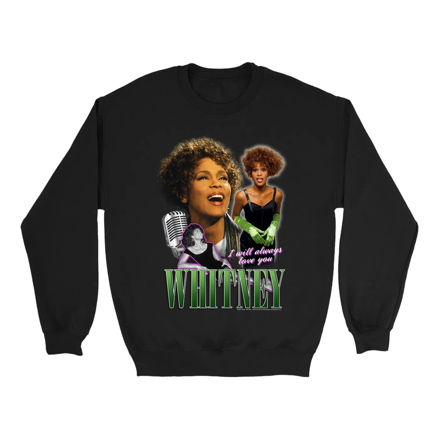 Whitney Houston Sweatshirt | I Will Always Love You Green Photo Collage Design Whitney Houston Sweatshirt