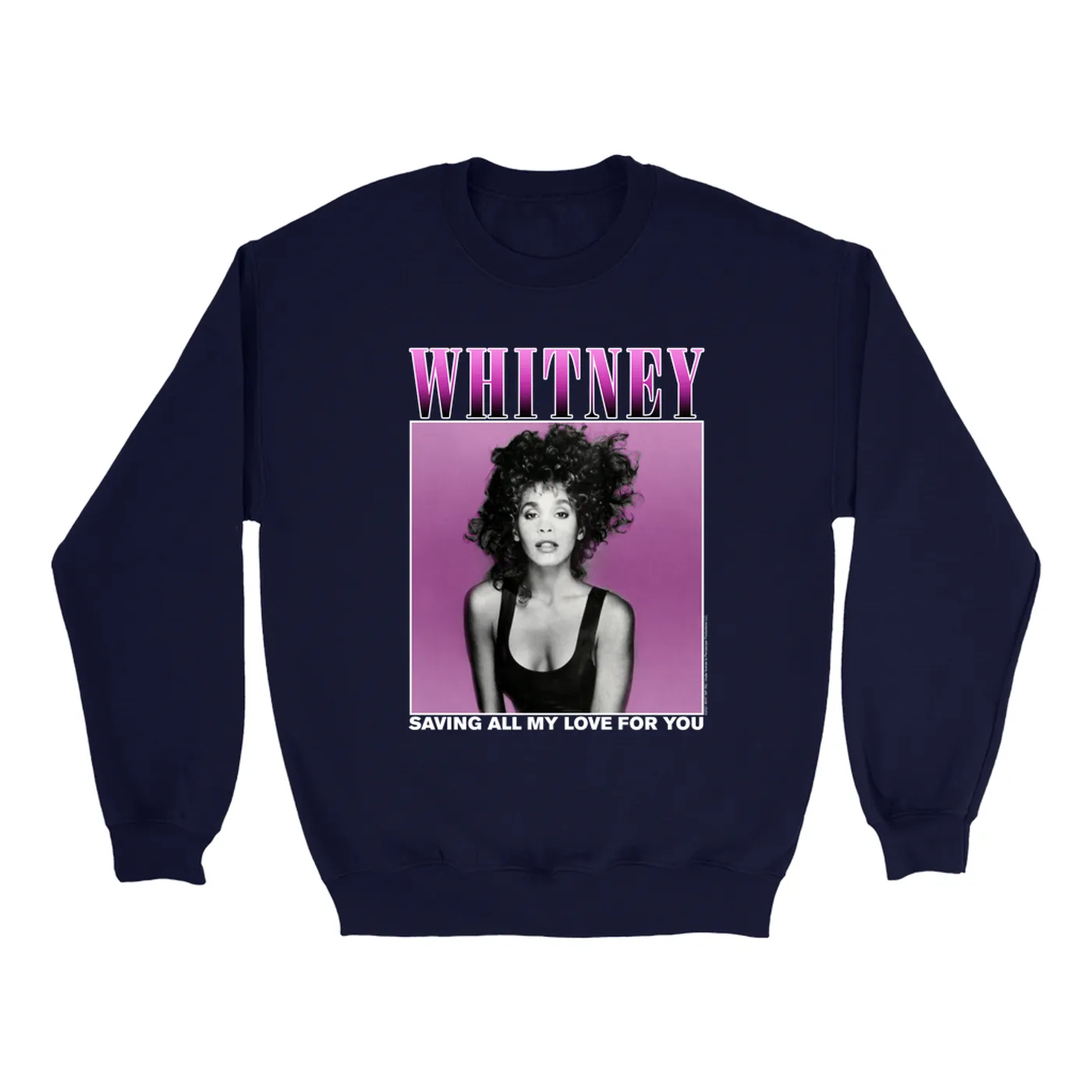 Whitney Houston Sweatshirt | Saving All My Love For You Ombre Purple Design Whitney Houston Sweatshirt