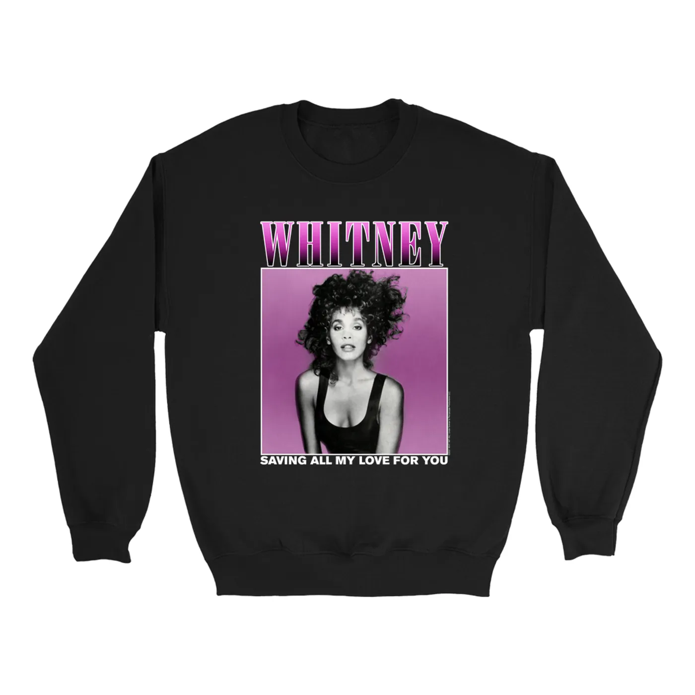 Whitney Houston Sweatshirt | Saving All My Love For You Ombre Purple Design Whitney Houston Sweatshirt