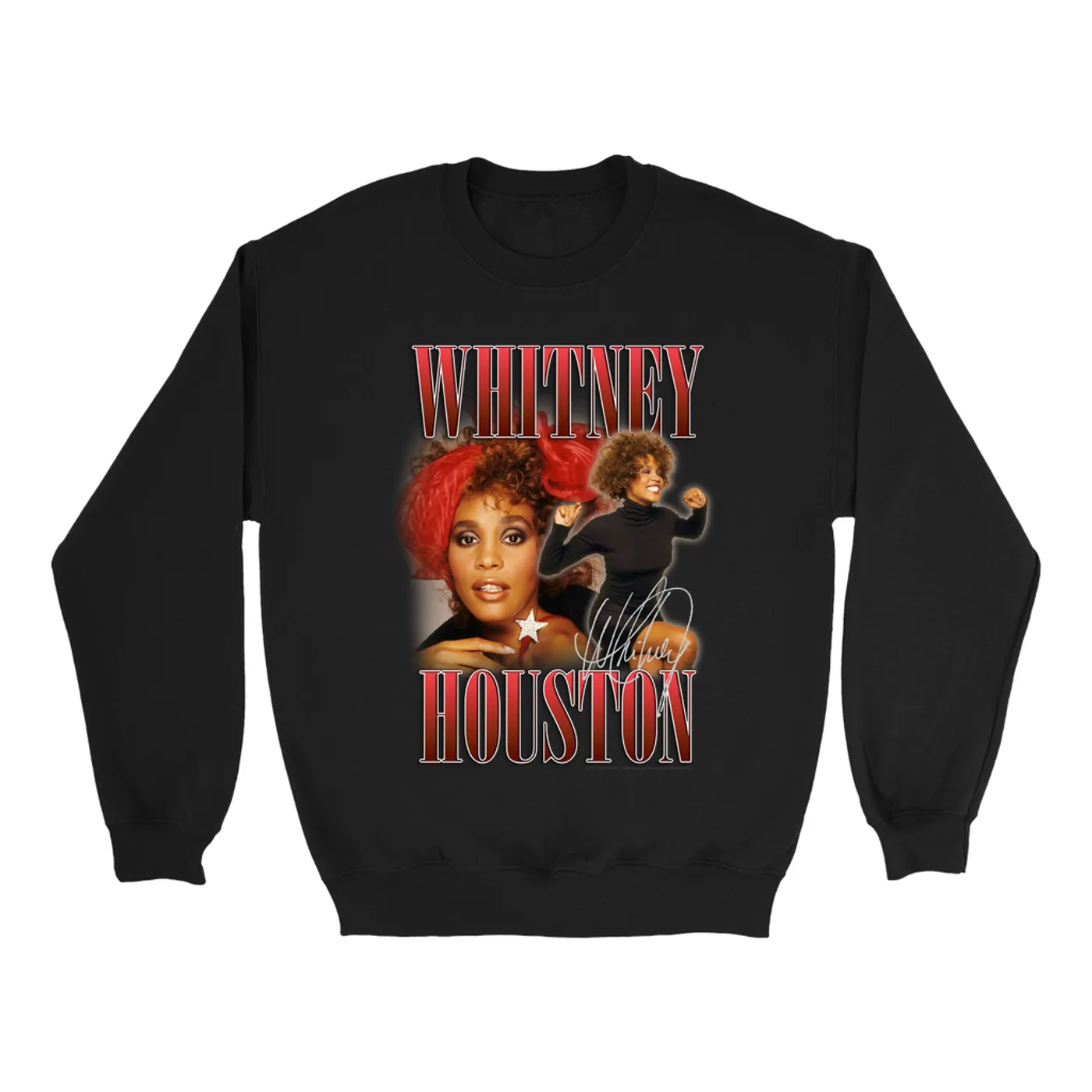 Whitney Houston Sweatshirt | Whitney Houston Red Collage Design Whitney Houston Sweatshirt