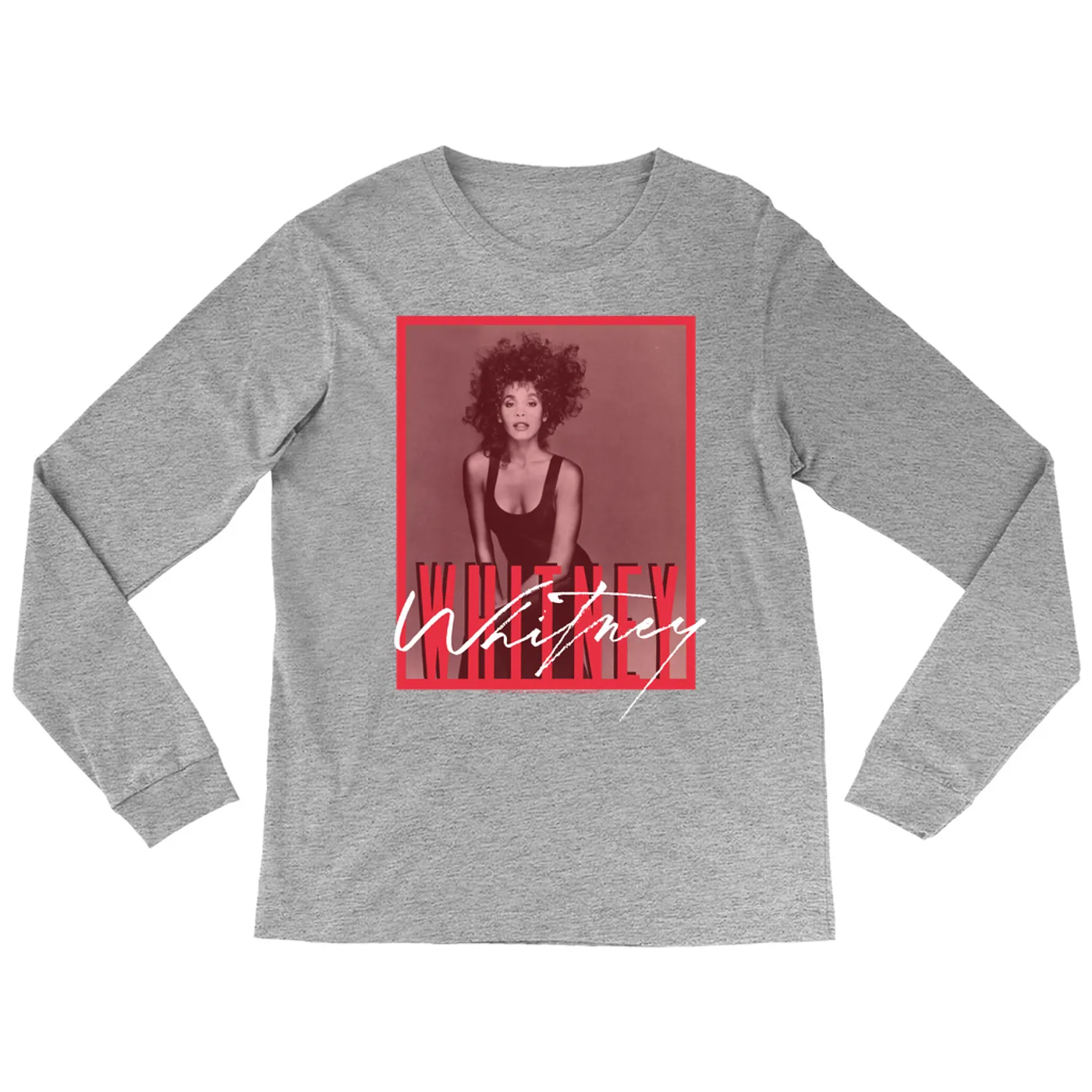 Whitney Houston Long Sleeve Shirt | Whitney Red Tone Photo Design Whitney Houston Shirt