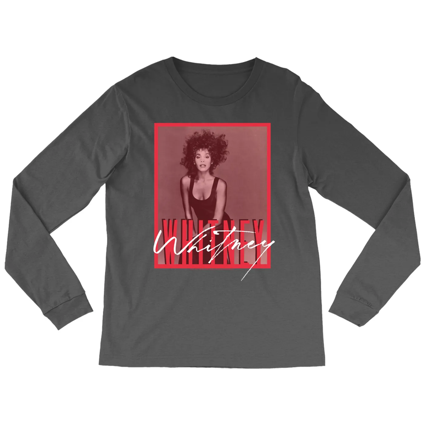 Whitney Houston Long Sleeve Shirt | Whitney Red Tone Photo Design Whitney Houston Shirt