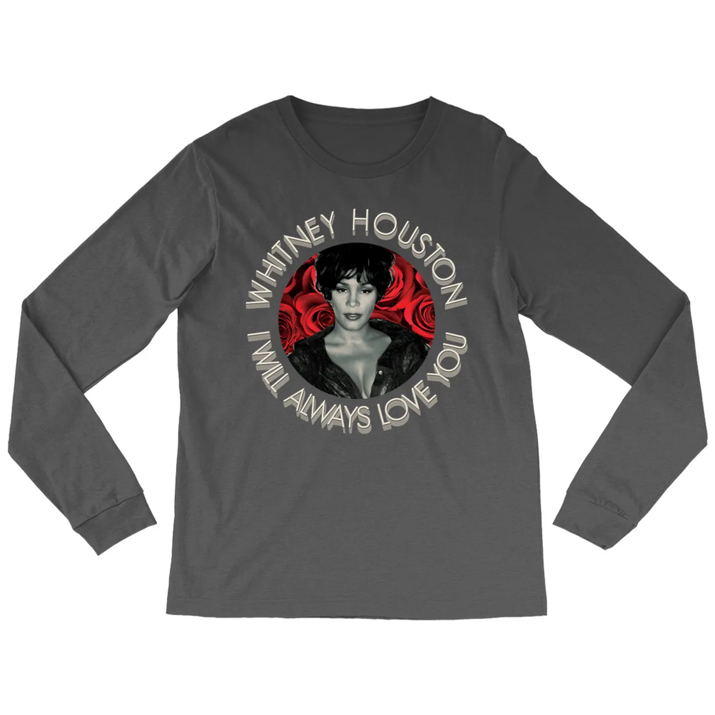 Whitney Houston Long Sleeve Shirt | I Will Always Love You Roses Design Whitney Houston Shirt