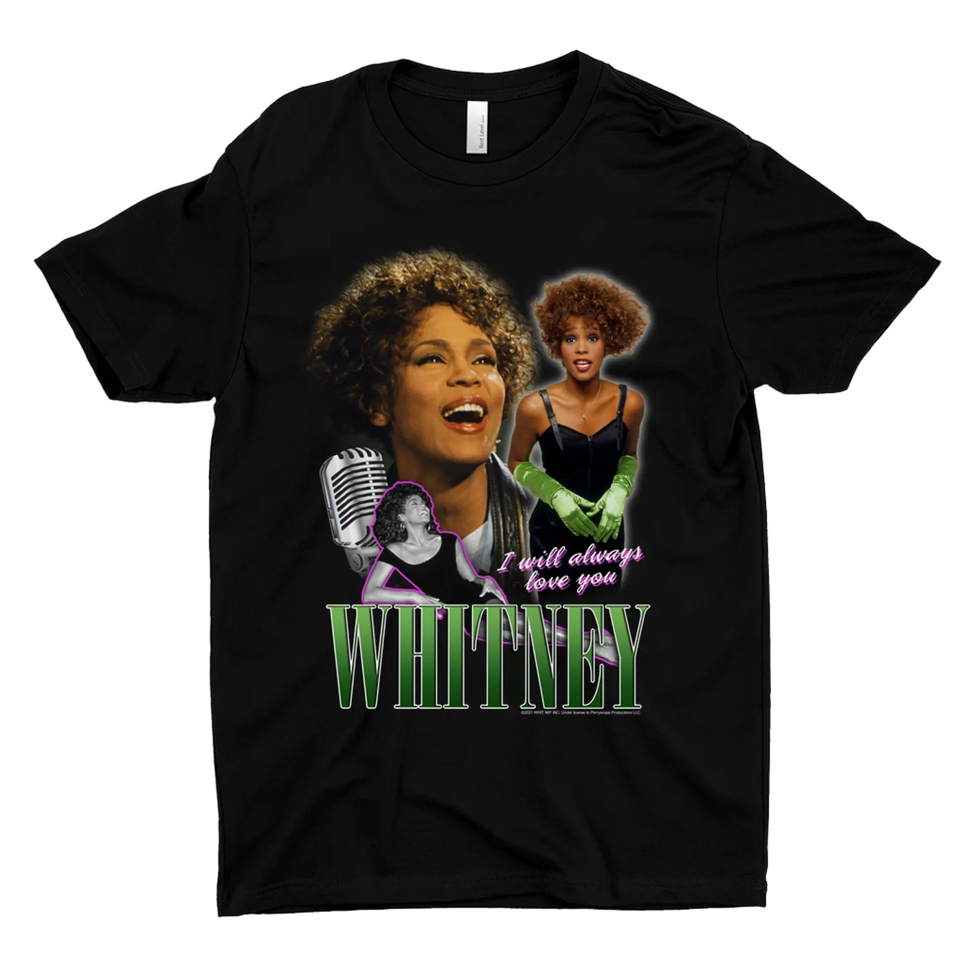 Whitney Houston T-Shirt | I Will Always Love You Green Photo Collage Design Whitney Houston Shirt