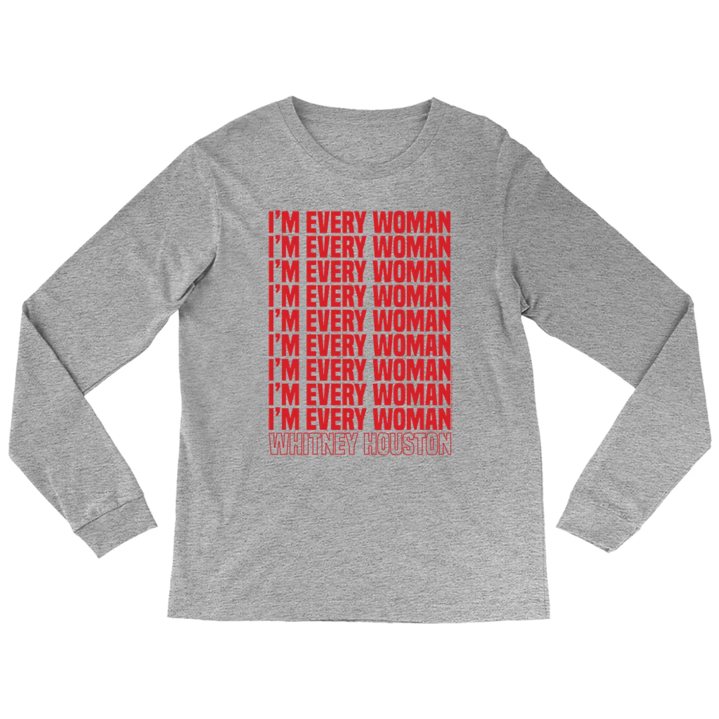 Whitney Houston Long Sleeve Shirt | I'm Every Woman Repeating Red Whitney Houston Shirt