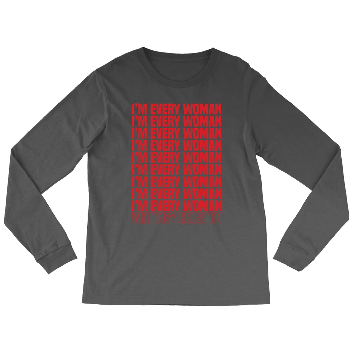 Whitney Houston Long Sleeve Shirt | I'm Every Woman Repeating Red Whitney Houston Shirt