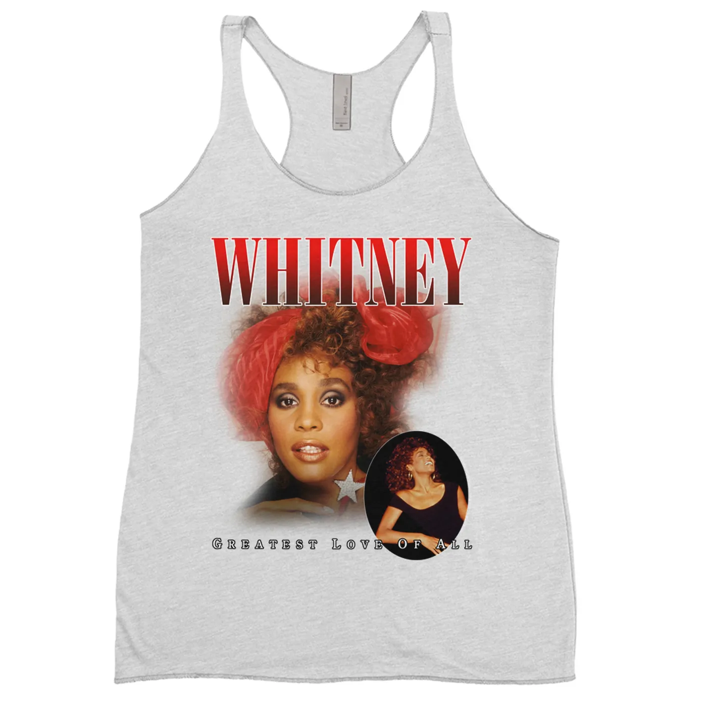 Whitney Houston Ladies' Tank Top | Greatest Love Of All Red Photo Collage Design Whitney Houston Shirt