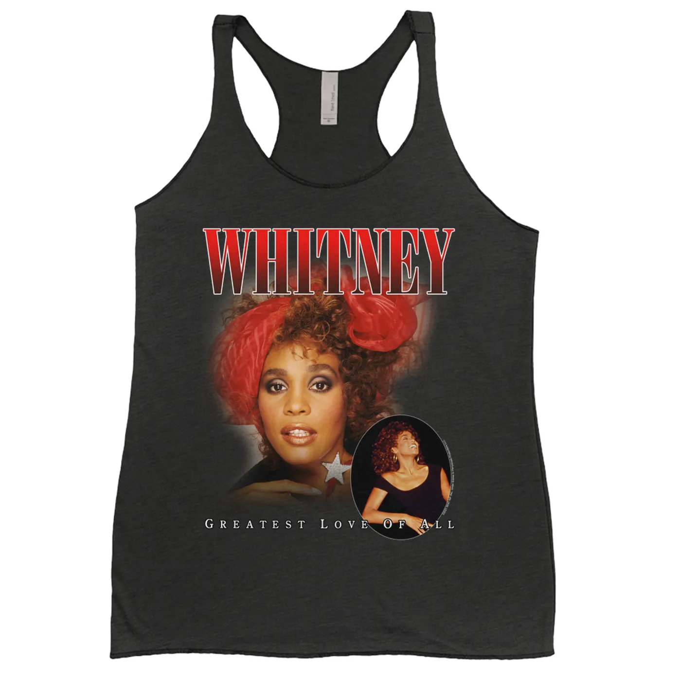 Whitney Houston Ladies' Tank Top | Greatest Love Of All Red Photo Collage Design Whitney Houston Shirt