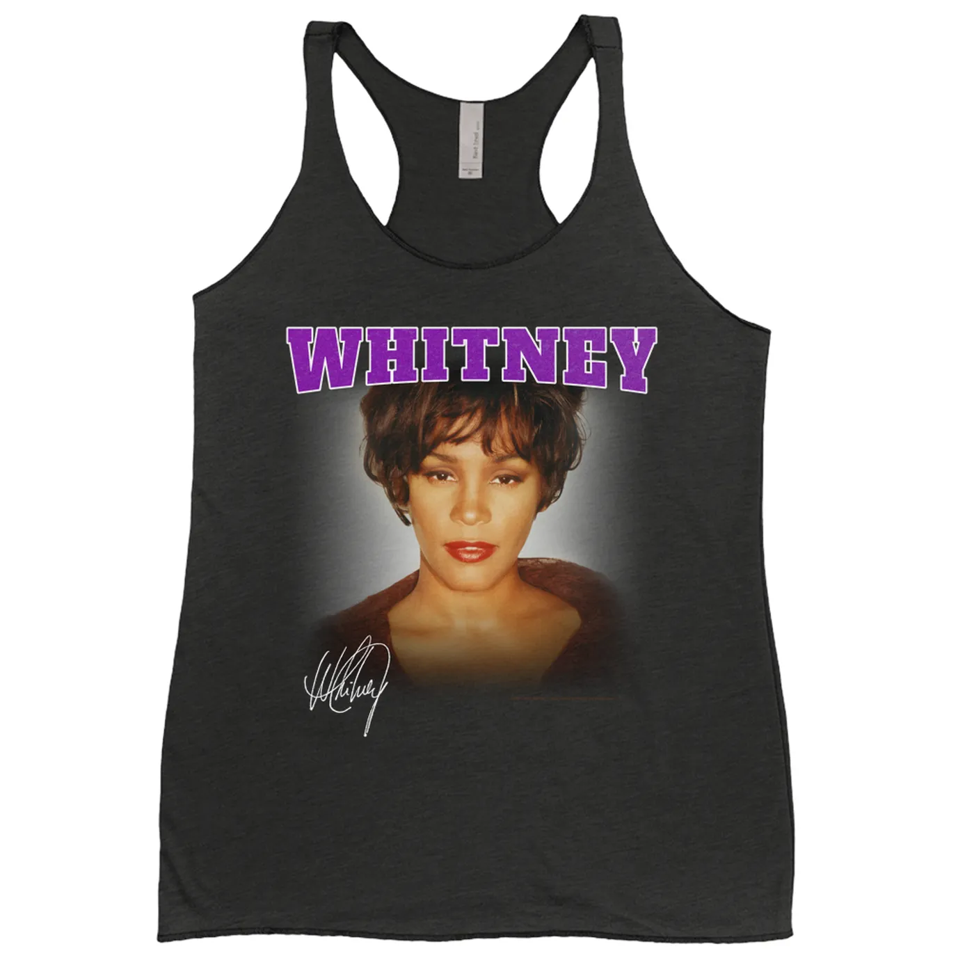 Whitney Houston Ladies' Tank Top | Whitney Close Up And Varsity Purple Logo Whitney Houston Shirt