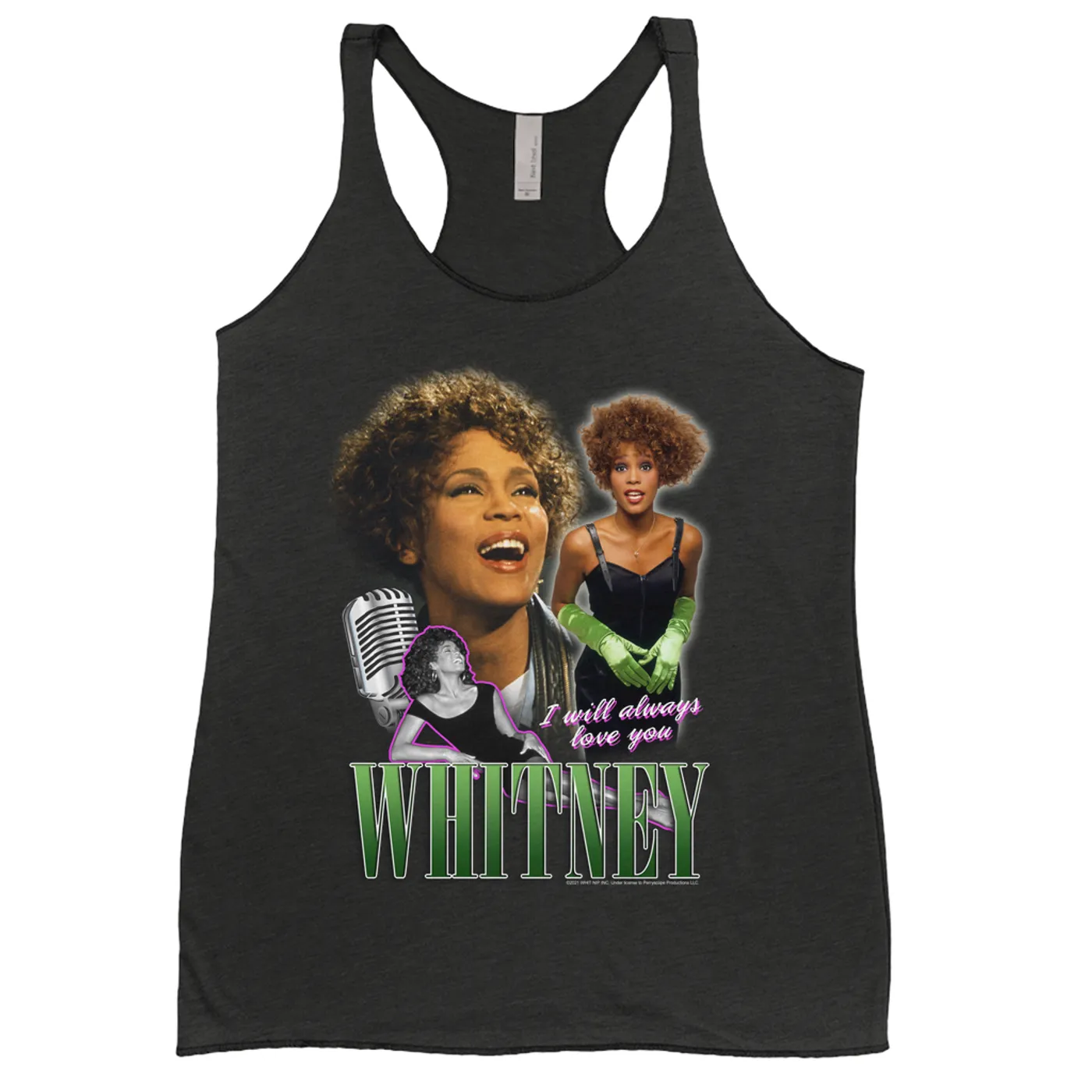 Whitney Houston Ladies' Tank Top | I Will Always Love You Green Photo Collage Design Whitney Houston Shirt