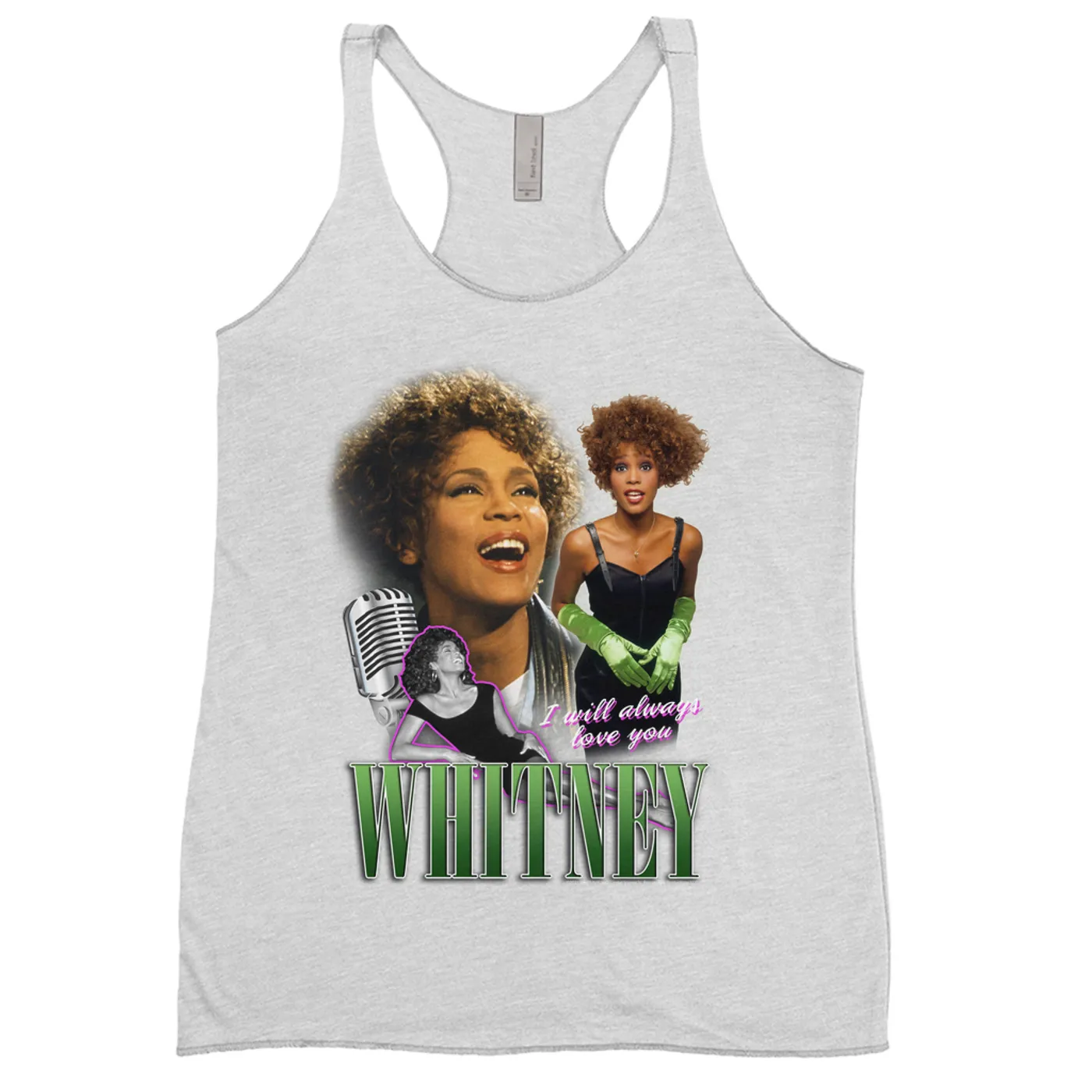 Whitney Houston Ladies' Tank Top | I Will Always Love You Green Photo Collage Design Whitney Houston Shirt