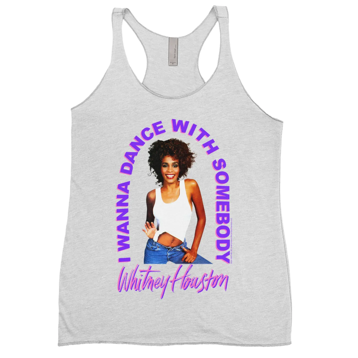 Whitney Houston Ladies' Tank Top | I Wanna Dance With Somebody Neon Purple Image Whitney Houston Shirt