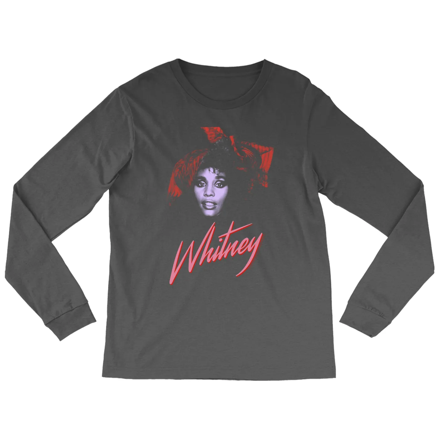 Whitney Houston Long Sleeve Shirt | Purple And Red 1987 Photo Design Whitney Houston Shirt (Merchbar Exclusive)