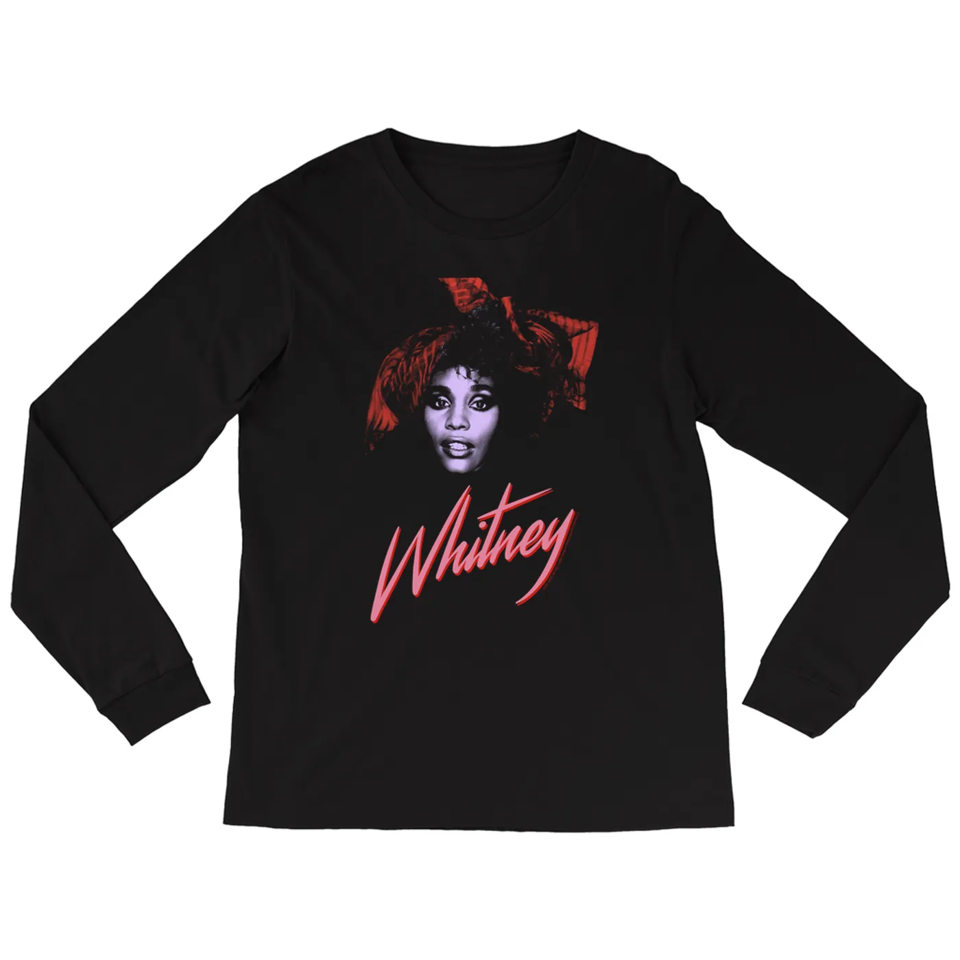 Whitney Houston Long Sleeve Shirt | Purple And Red 1987 Photo Design Whitney Houston Shirt (Merchbar Exclusive)