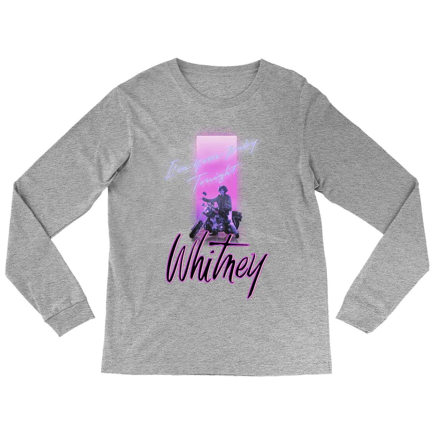 Whitney Houston Long Sleeve Shirt | Neon Light I'm Your Baby Tonight Image Whitney Houston Shirt