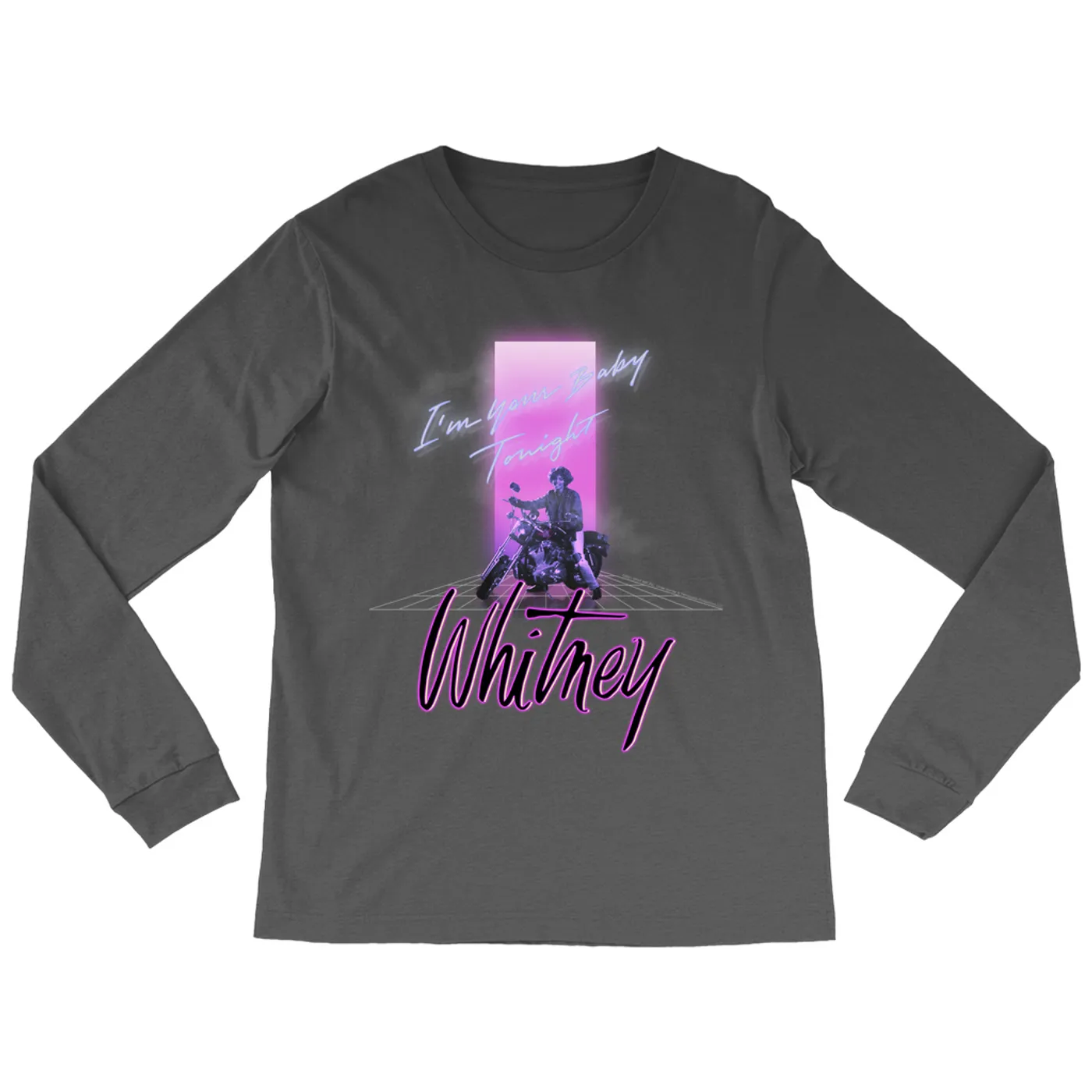 Whitney Houston Long Sleeve Shirt | Neon Light I'm Your Baby Tonight Image Whitney Houston Shirt
