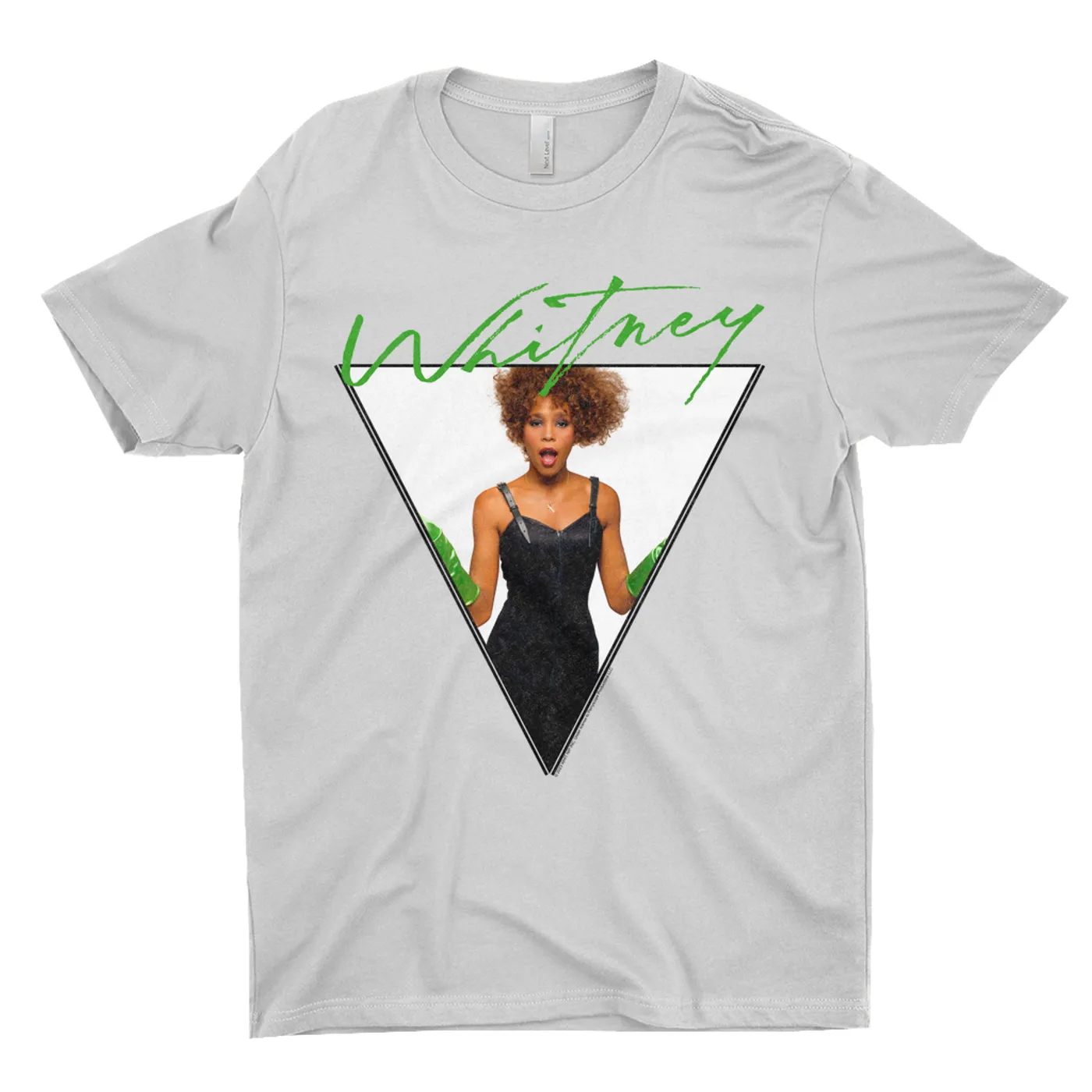 Whitney Houston T-Shirt | 1987 Green Glove Photo Triangle Design Whitney Houston Shirt (Merchbar Exclusive)