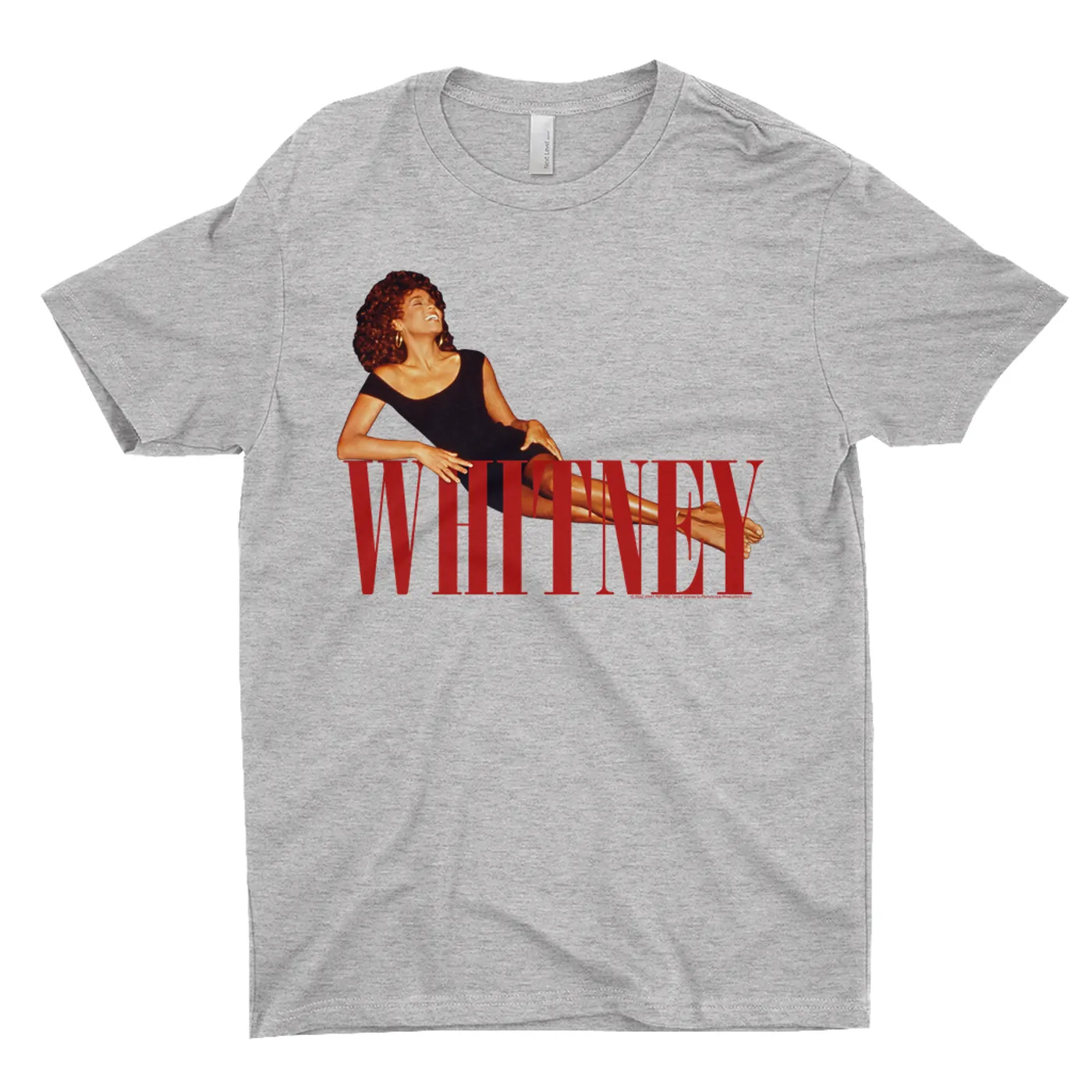 Whitney Houston T-Shirt | Whitney Laying On Logo Red Whitney Houston Shirt