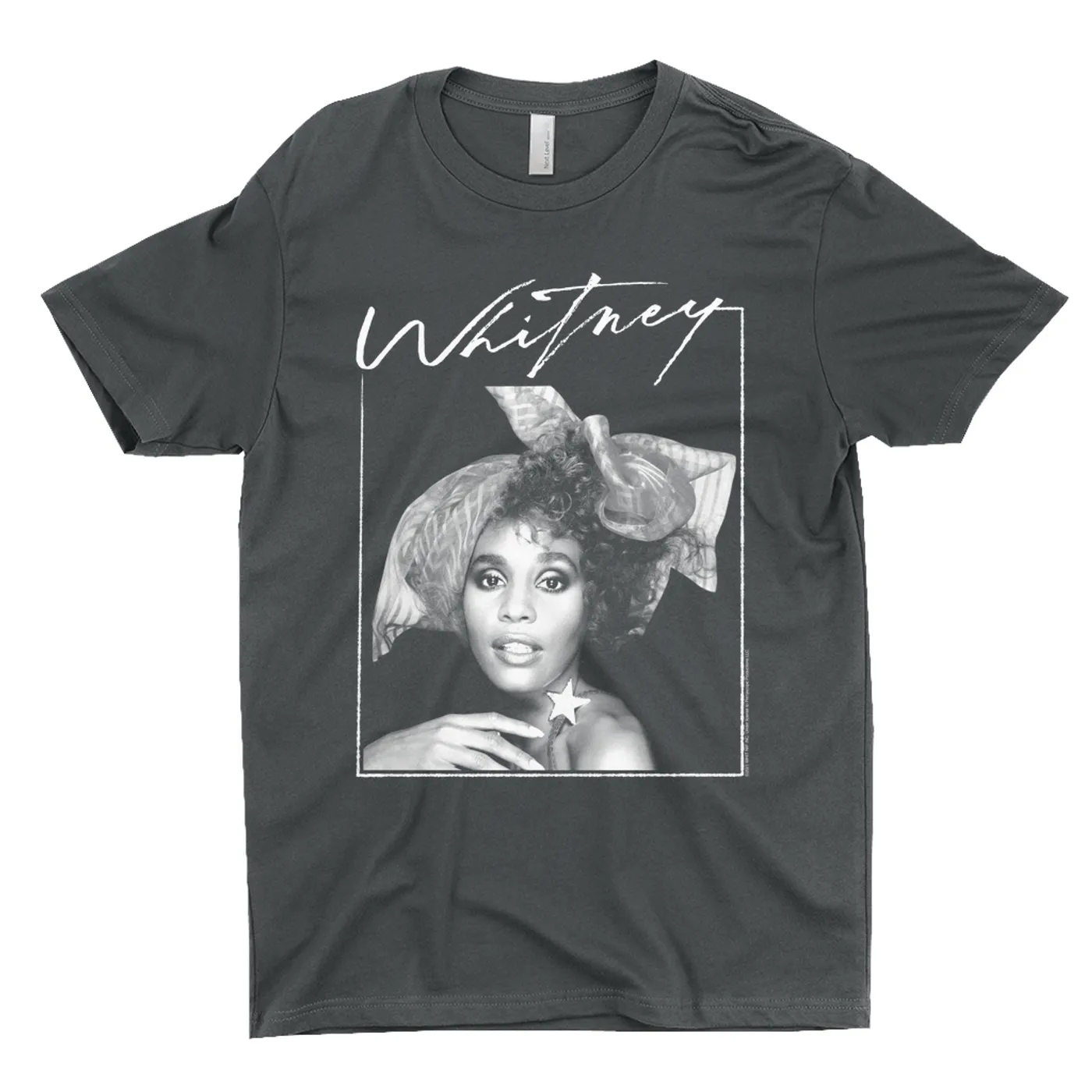 Whitney Houston T-Shirt | 1987 Whitney Signature And White Photo Image Whitney Houston Shirt (Merchbar Exclusive)