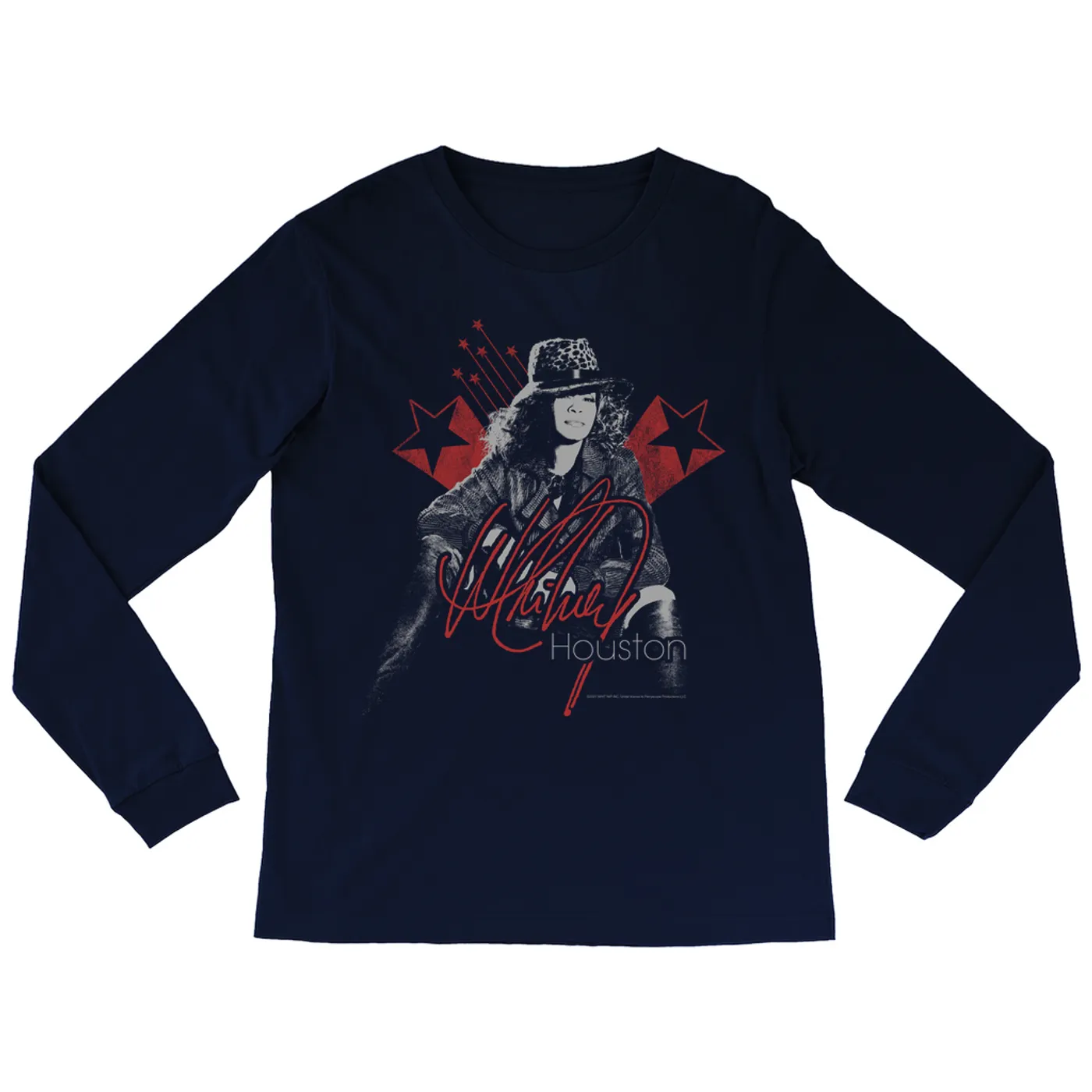 Whitney Houston Long Sleeve Shirt | Red Star Design Distressed Whitney Houston Shirt