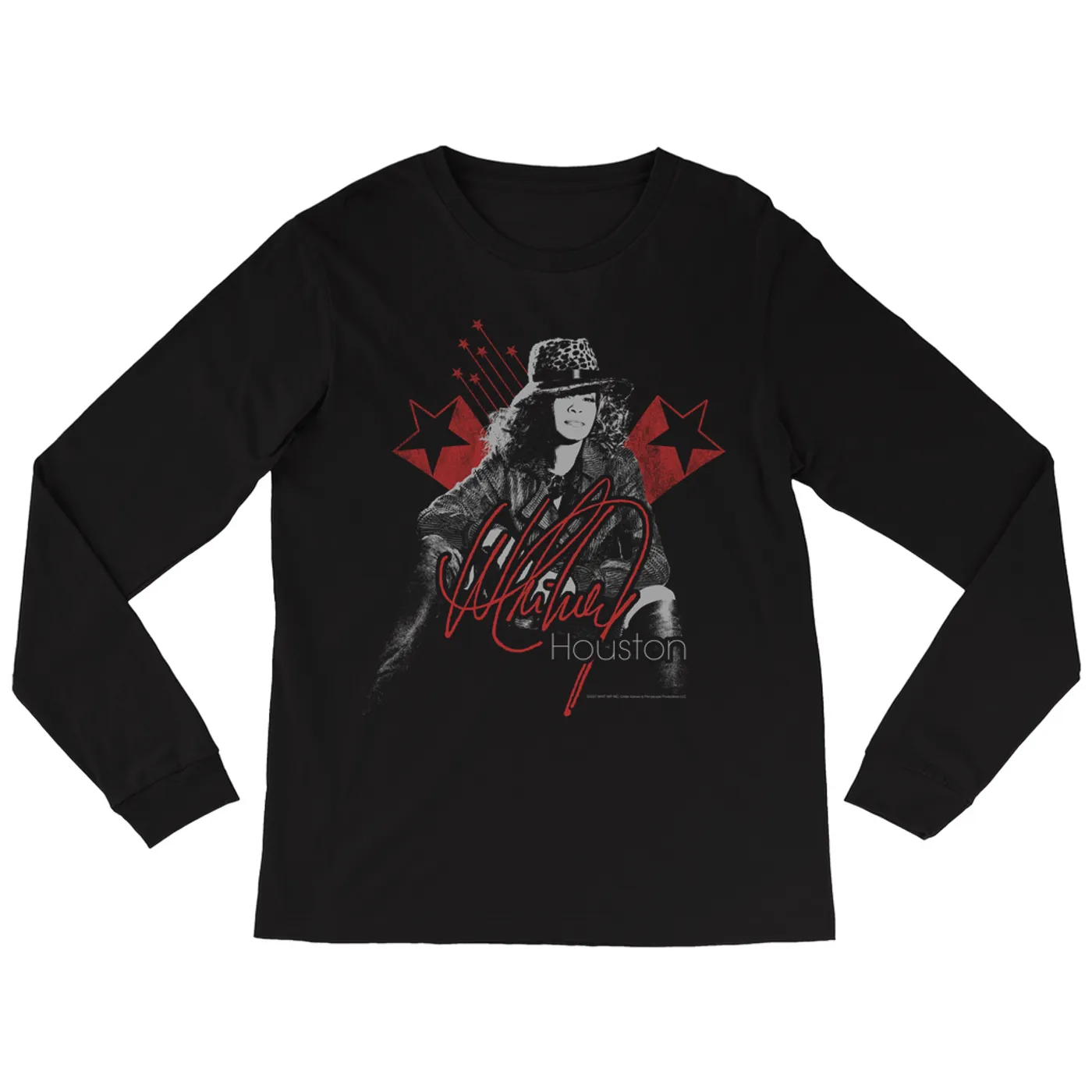 Whitney Houston Long Sleeve Shirt | Red Star Design Distressed Whitney Houston Shirt