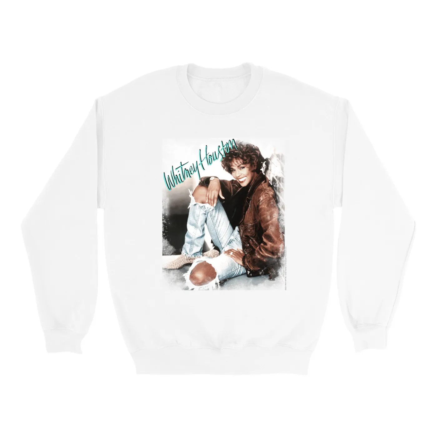 Whitney Houston Sweatshirt | All The Man That I Need Single Photo Distressed Whitney Houston Sweatshirt