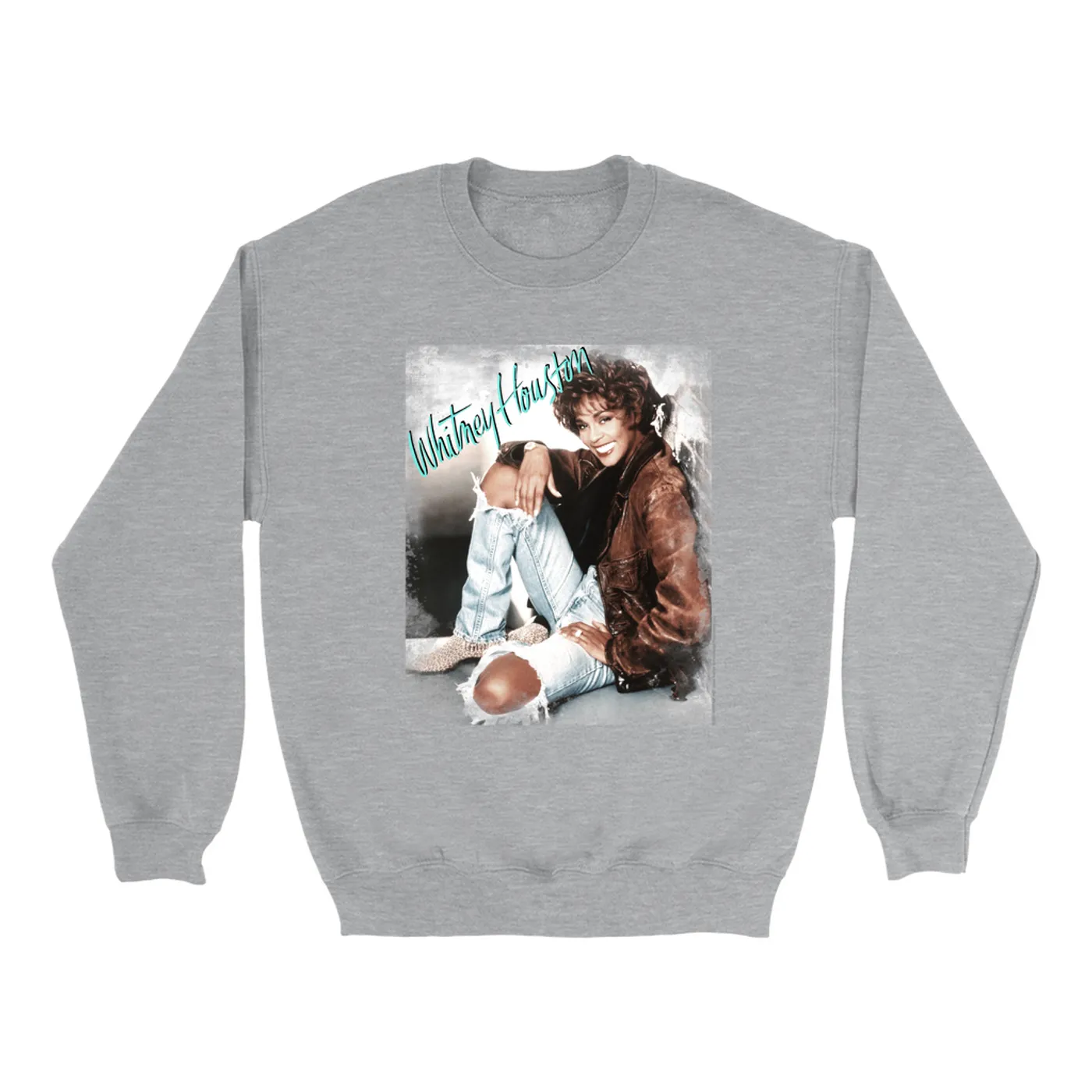 Whitney Houston Sweatshirt | All The Man That I Need Single Photo Distressed Whitney Houston Sweatshirt