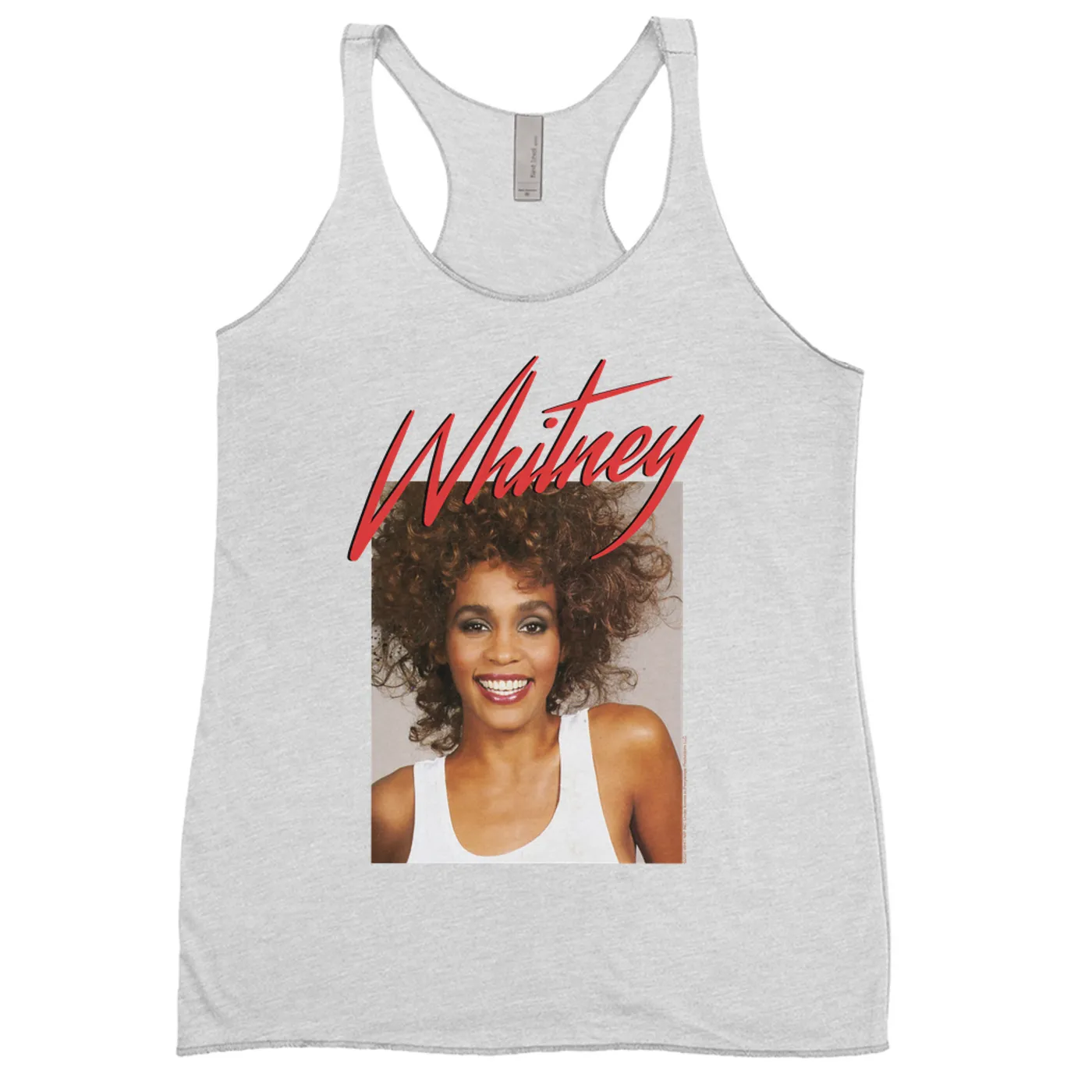 Whitney Houston Ladies' Tank Top | 1987 Photo And Red Logo Image Whitney Houston Shirt