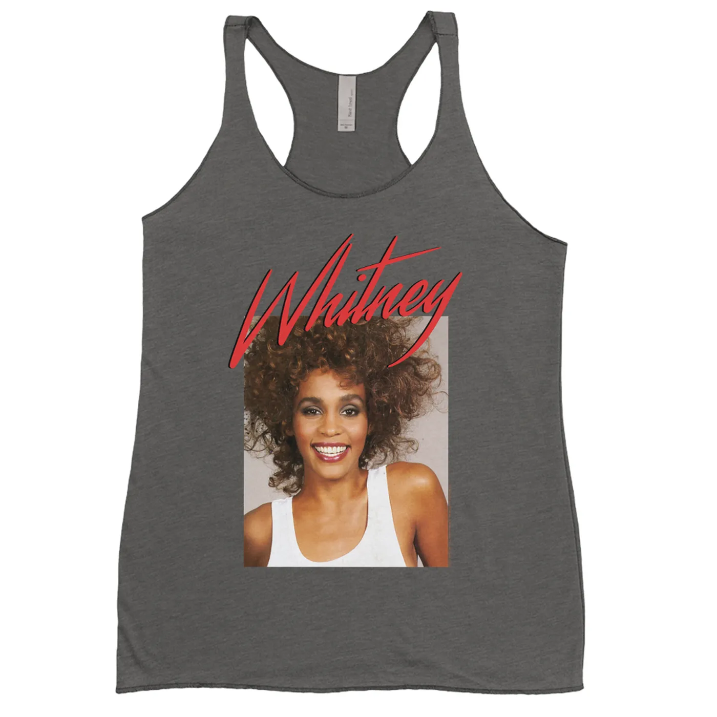 Whitney Houston Ladies' Tank Top | 1987 Photo And Red Logo Image Whitney Houston Shirt