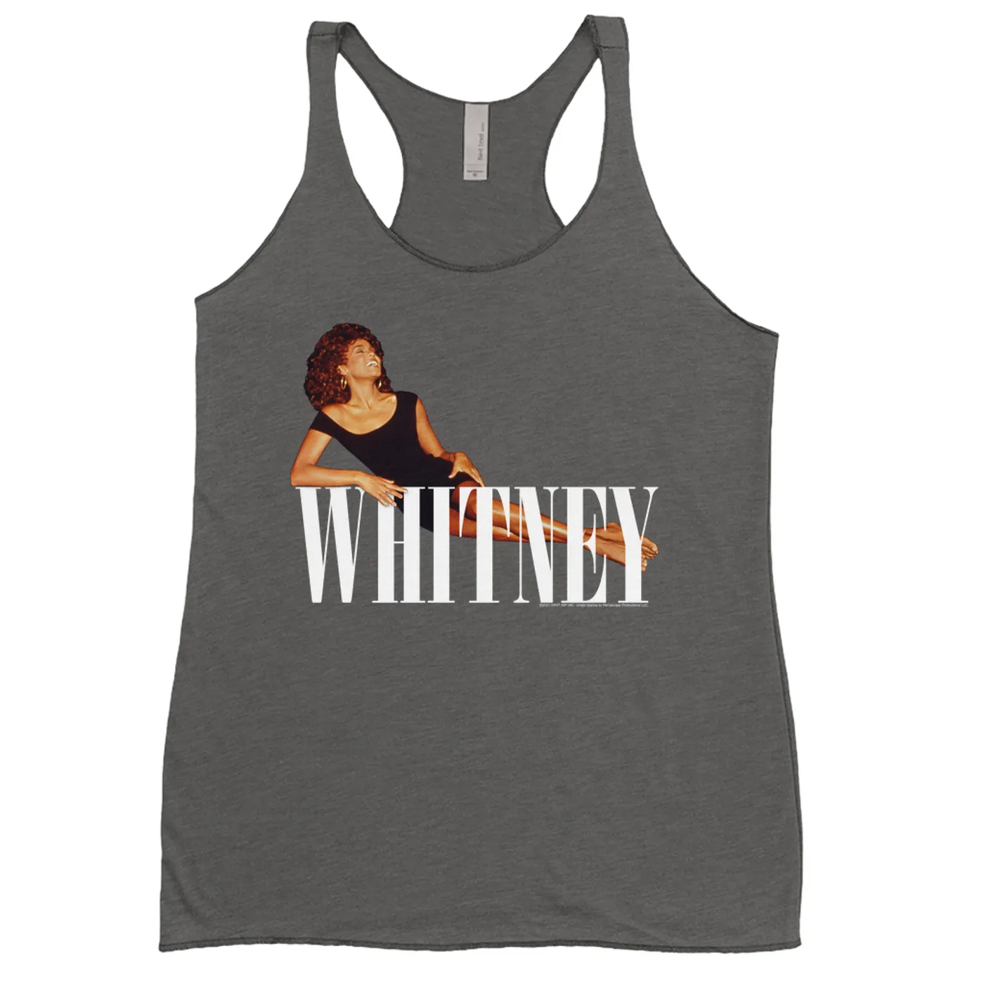 Whitney Houston Ladies' Tank Top | Whitney Laying On Logo White Whitney Houston Shirt