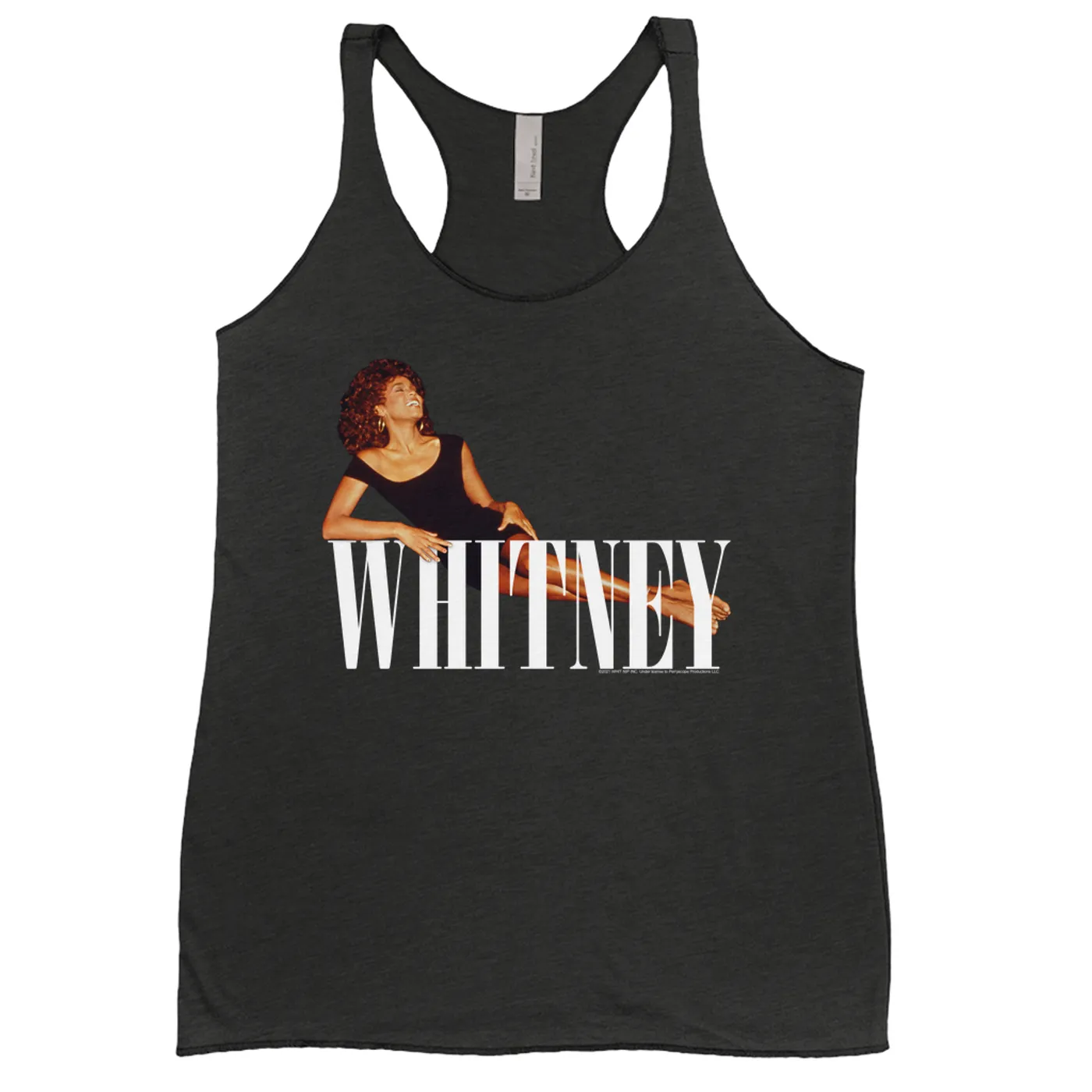 Whitney Houston Ladies' Tank Top | Whitney Laying On Logo White Whitney Houston Shirt