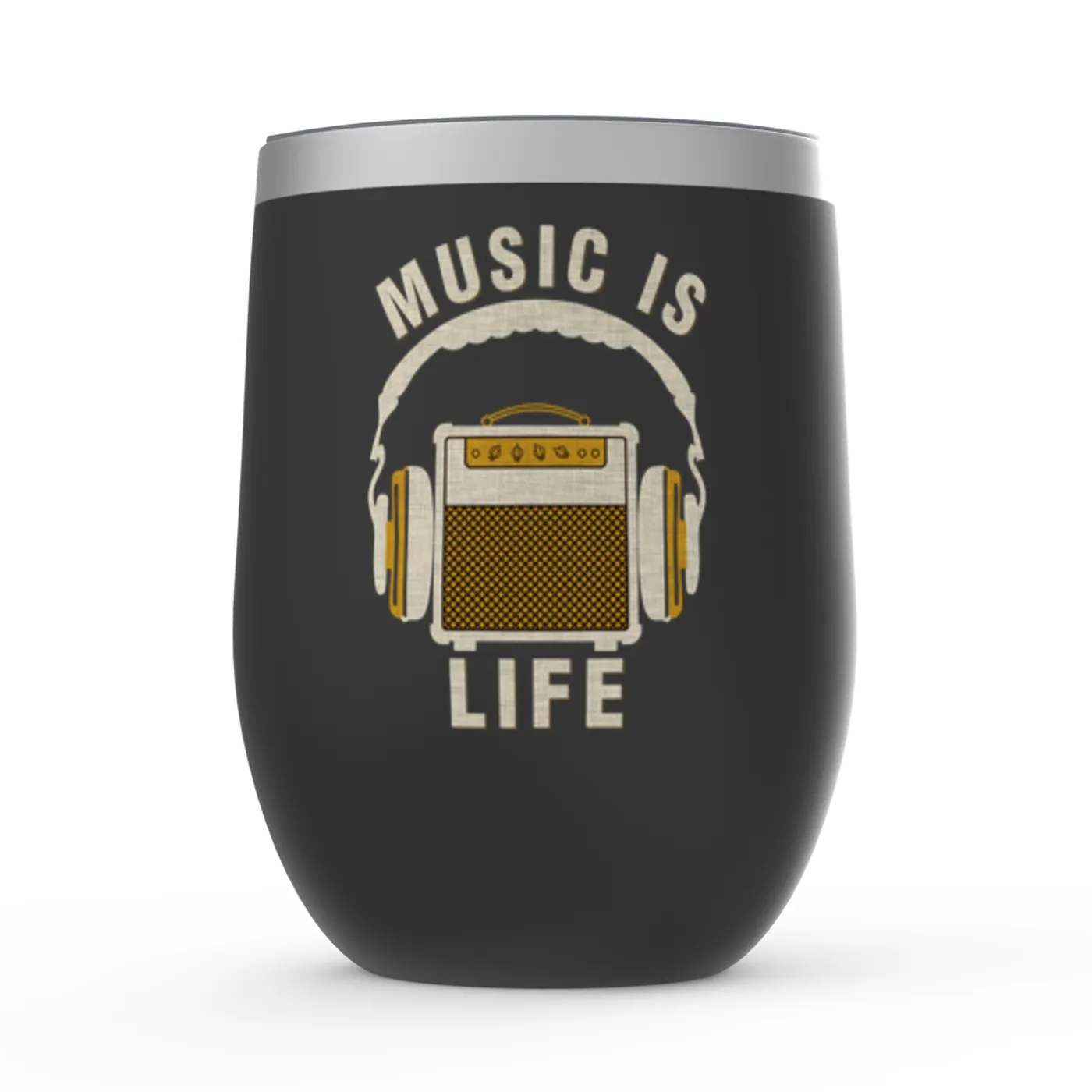 Merchbar Music Life Wine Tumbler | Music Amps Life Merchbar Music Life Stemless Wine Tumbler