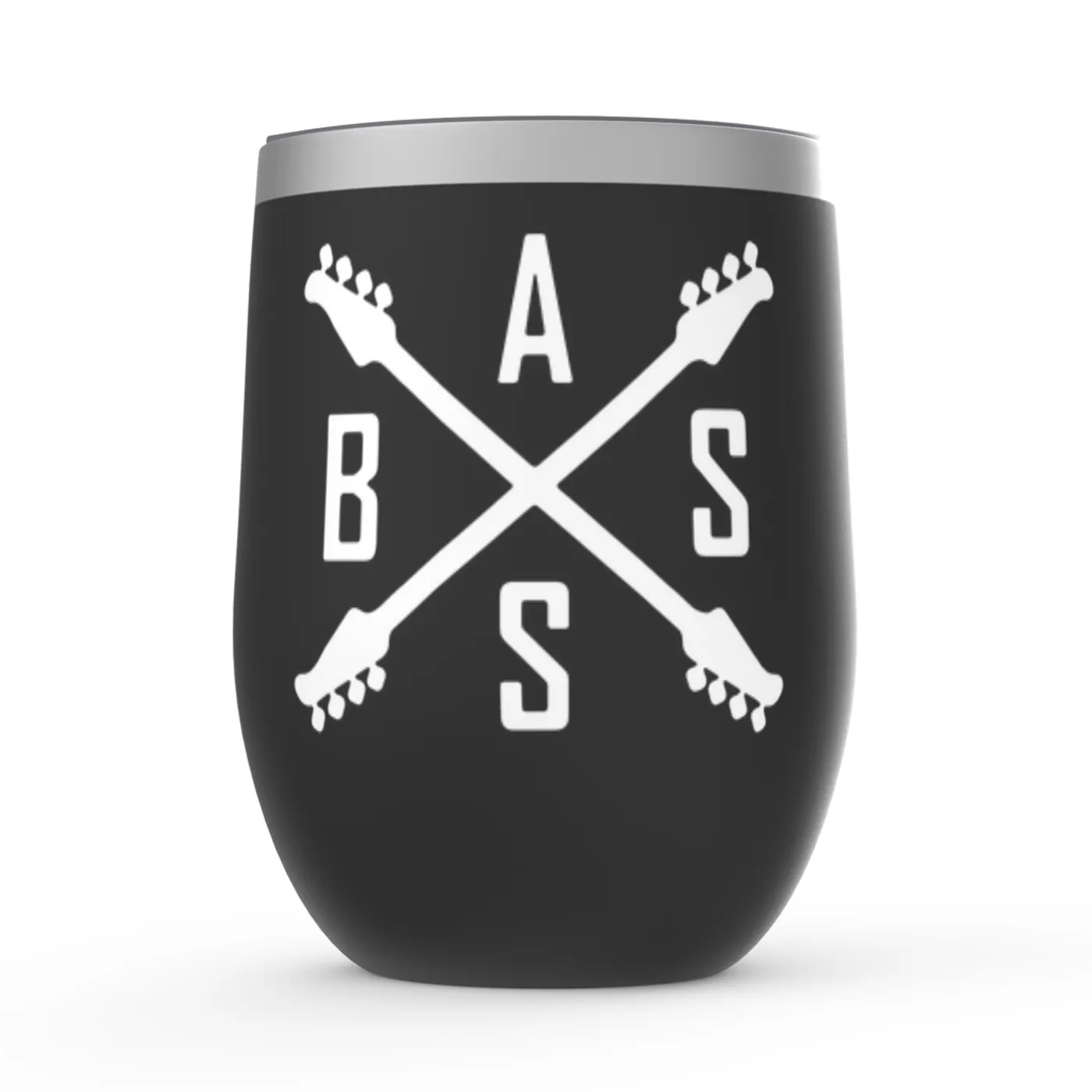 Merchbar Music Life Wine Tumbler | Bass Player Emblem Merchbar Music Life Stemless Wine Tumbler