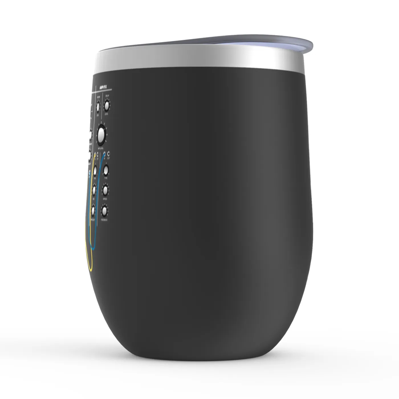 Merchbar Music Life Wine Tumbler | Modular Synth Chest Panel Merchbar Music Life Stemless Wine Tumbler