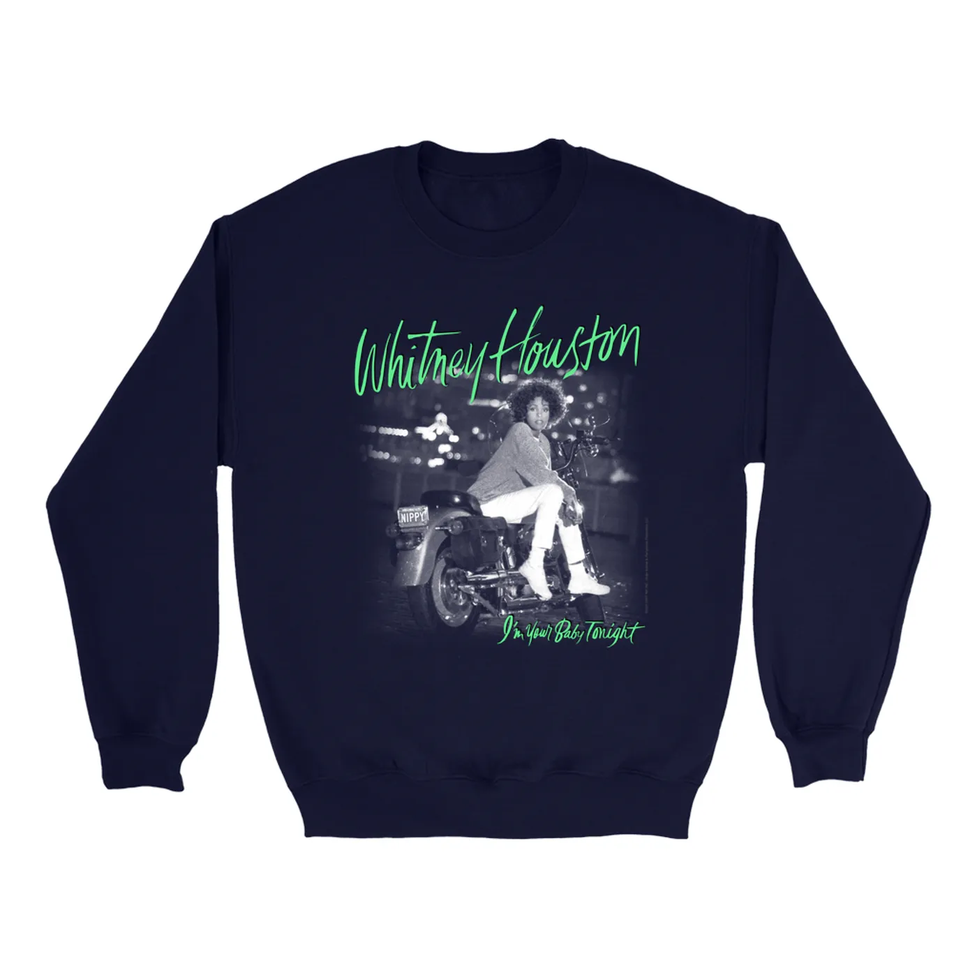 Whitney Houston Sweatshirt | I'm Your Baby Tonight Album Cover Green Design Whitney Houston Sweatshirt