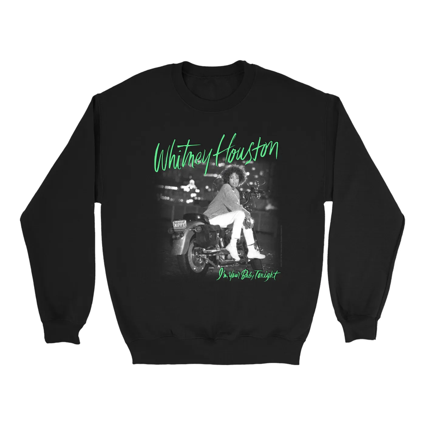Whitney Houston Sweatshirt | I'm Your Baby Tonight Album Cover Green Design Whitney Houston Sweatshirt