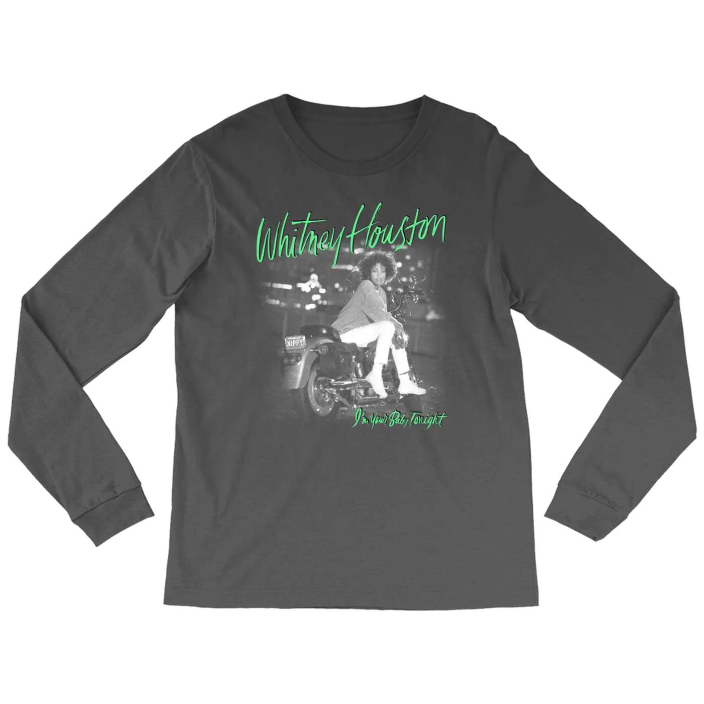 Whitney Houston Long Sleeve Shirt | I'm Your Baby Tonight Album Cover Green Design Whitney Houston Shirt