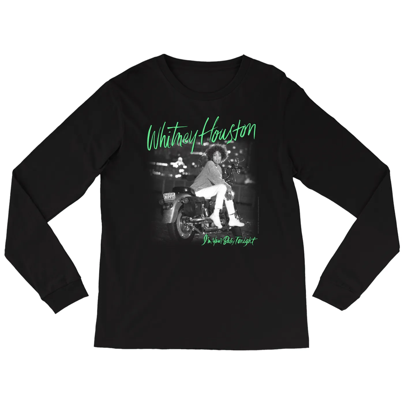 Whitney Houston Long Sleeve Shirt | I'm Your Baby Tonight Album Cover Green Design Whitney Houston Shirt
