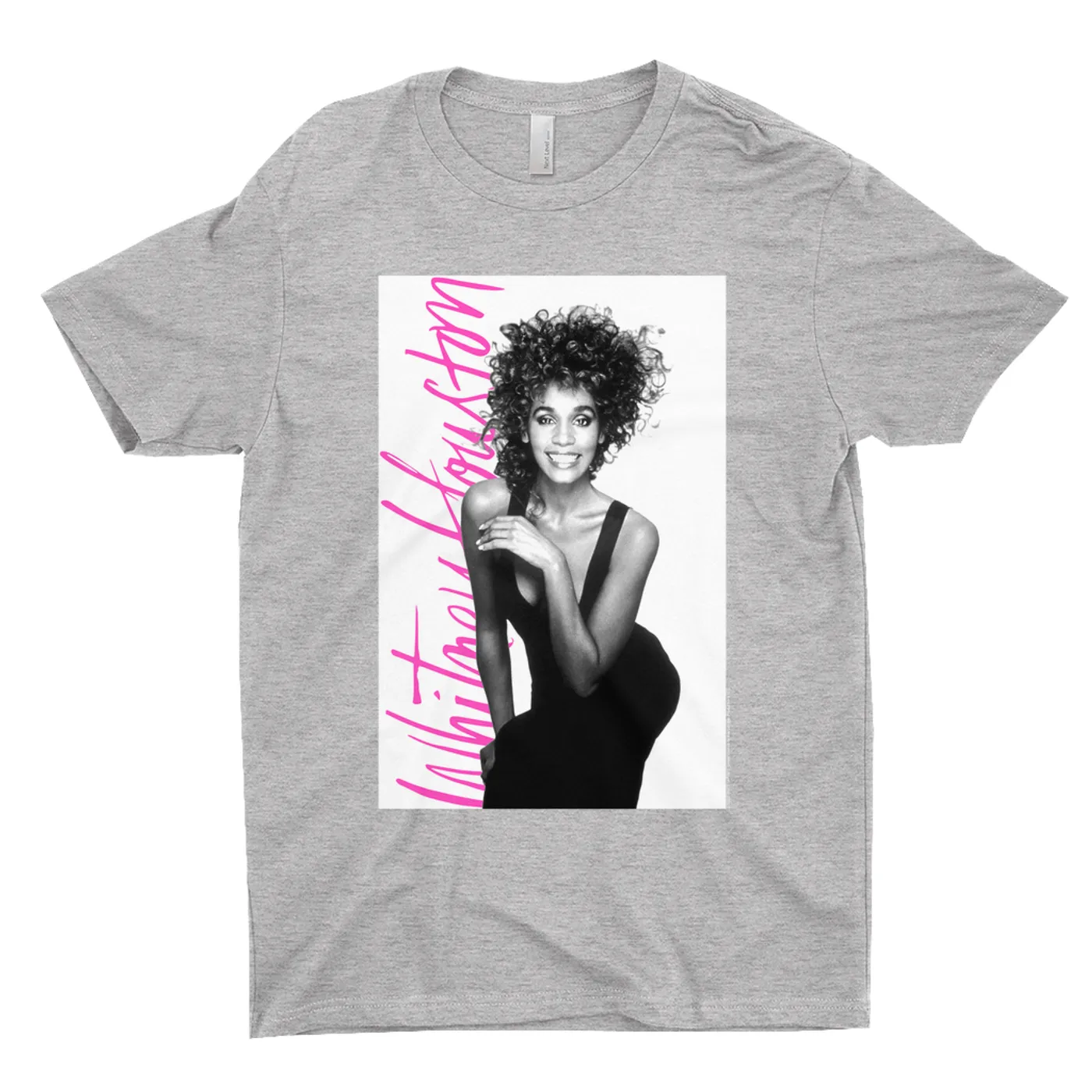 Whitney Houston T-Shirt | Album Photo With Hot Pink Signature Image Whitney Houston Shirt