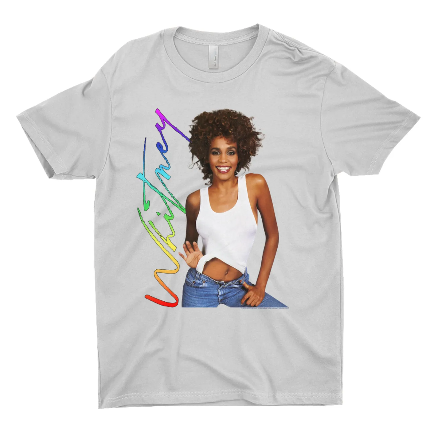 Whitney Houston T-Shirt | 1987 Album Photo Rainbow Signature Image Whitney Houston Shirt (Merchbar Exclusive)
