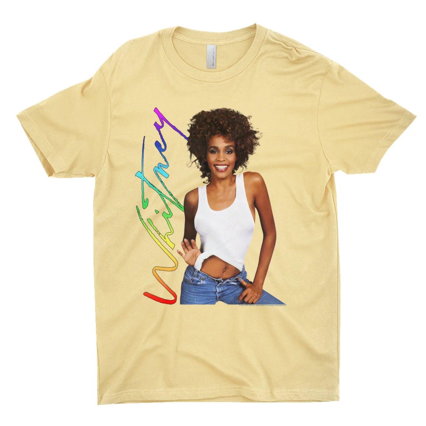 Whitney Houston T-Shirt | 1987 Album Photo Rainbow Signature Image Whitney Houston Shirt (Merchbar Exclusive)