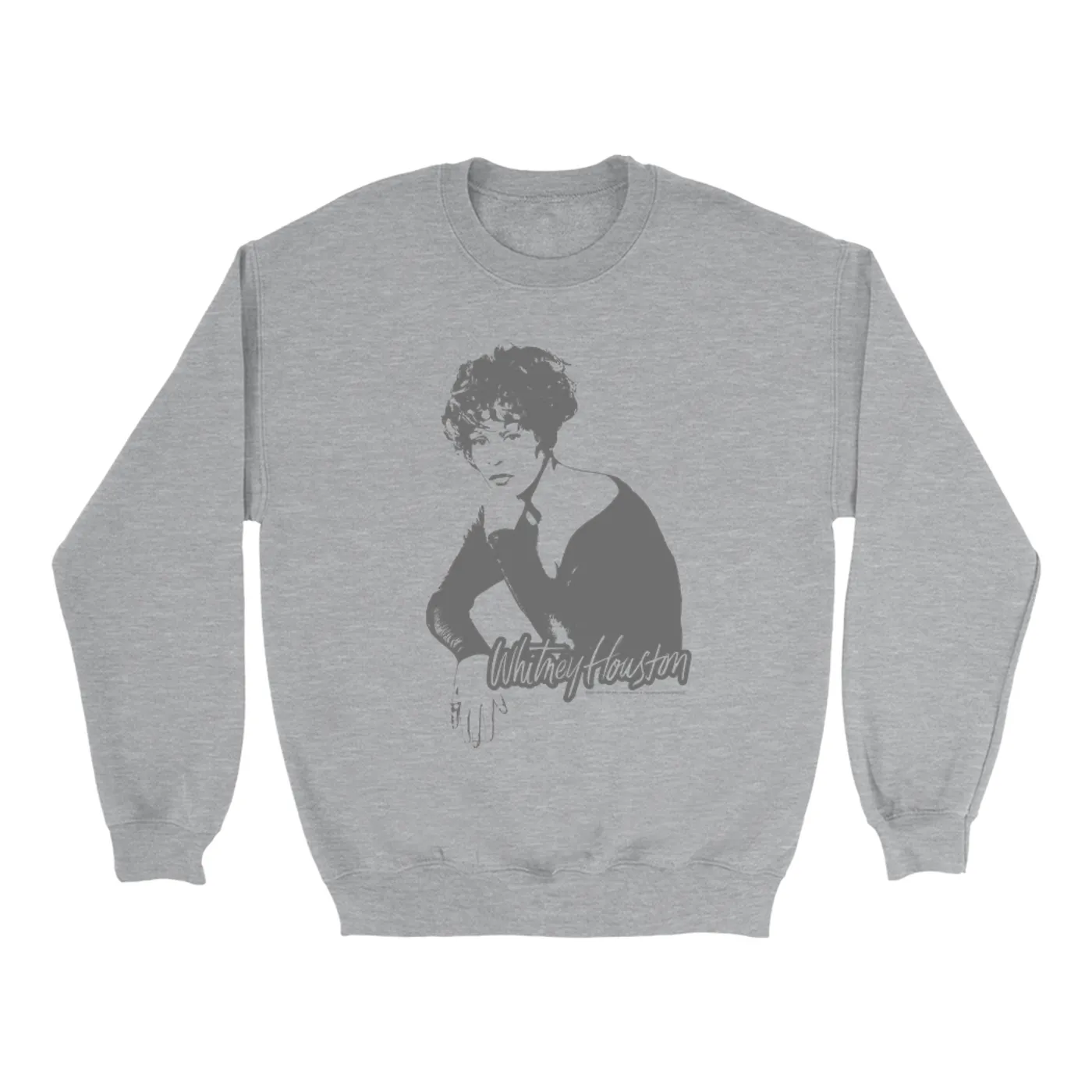 Whitney Houston Sweatshirt | 1990 Photo In Shadow Design Whitney Houston Sweatshirt (Merchbar Exclusive)
