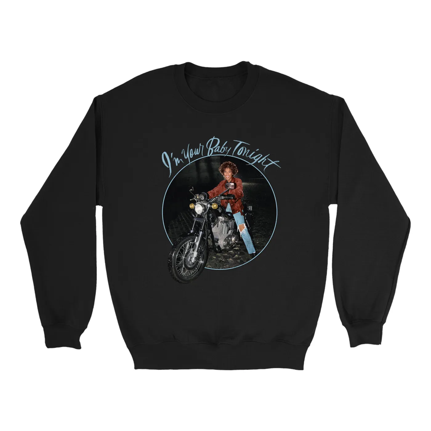 Whitney Houston Sweatshirt | I'm Your Baby Tonight Album Photo Design Distressed Whitney Houston Sweatshirt (Merchbar Exclusive)